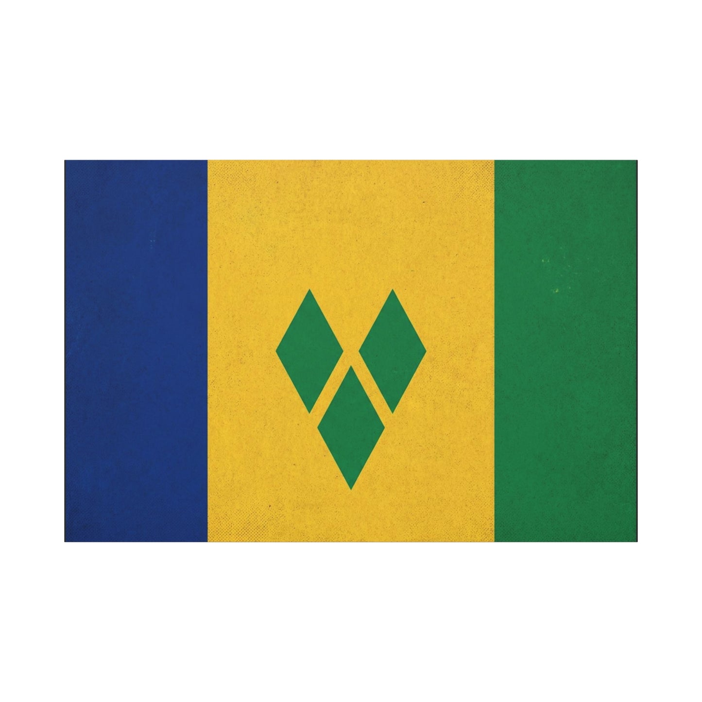 Saint Vincent Flag Canvas Wall Art - Blue Yellow Green Caribbean Flag Print - Vintage Textured Island Pride Decor - Living Room Wall Decor, Bedroom Home Decoration - Bedroom Home Decoration