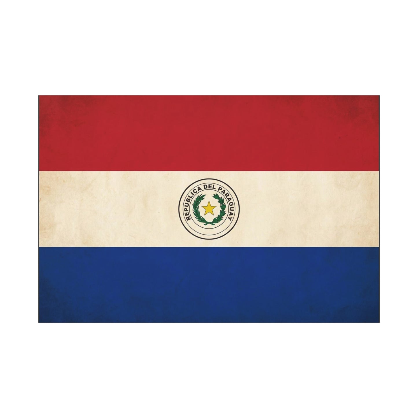 "Republica Del Paraguay" Paraguay Flag Canvas Wall Art - Vintage National Flag Print, Patriotic Heritage Decor - Matte Cotton Artwork - Living Room Home Decoration, Office Accent - Office Wall Art