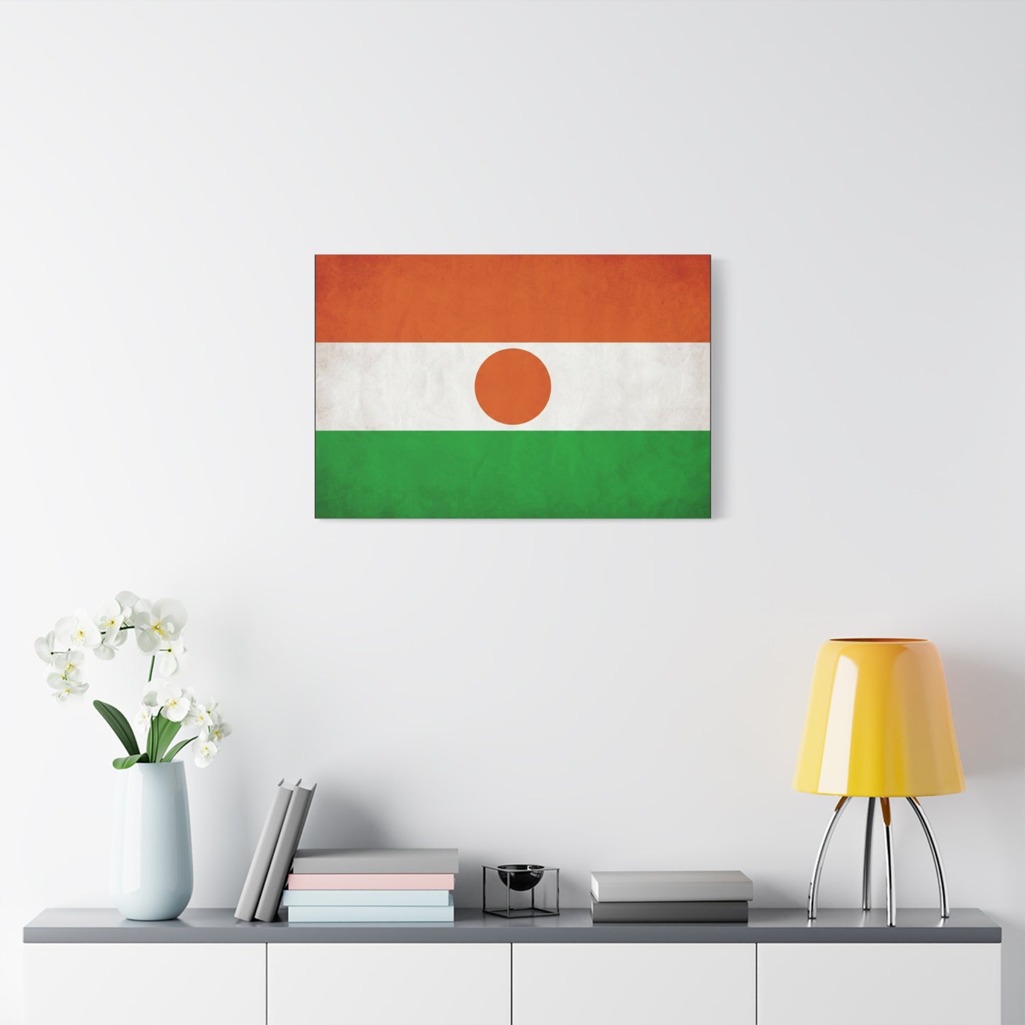 Niger Flag Canvas Wall Art - Orange White Green Tricolor With Central Sun Disc - Minimalist Patriotic Print - Living Room Wall Decor