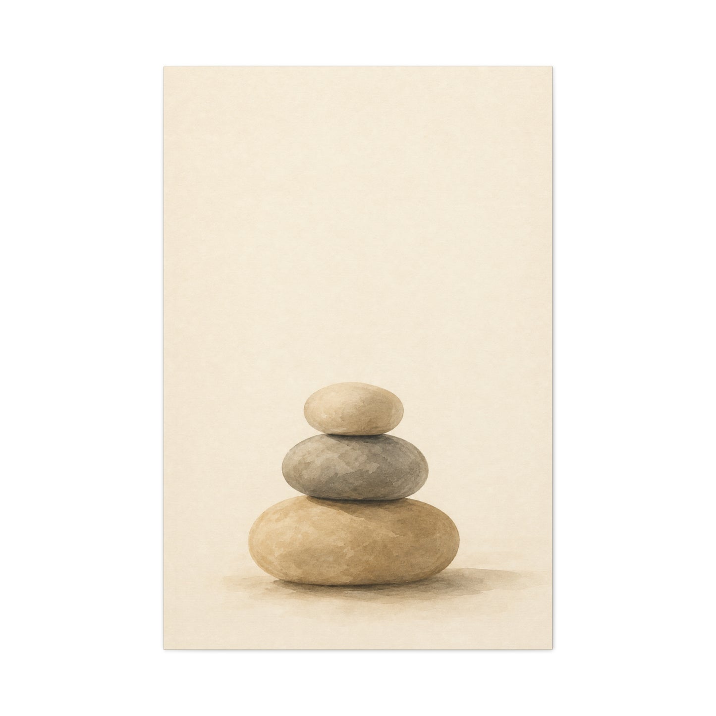 Stacked Zen Stones Canvas Wall Art - Minimalist Neutral Balance Painting, Calming Cotton Canvas Print - Contemporary Spa Style - Bedroom Wall Decor, Meditation Space Accent - Bedroom Home Decoration