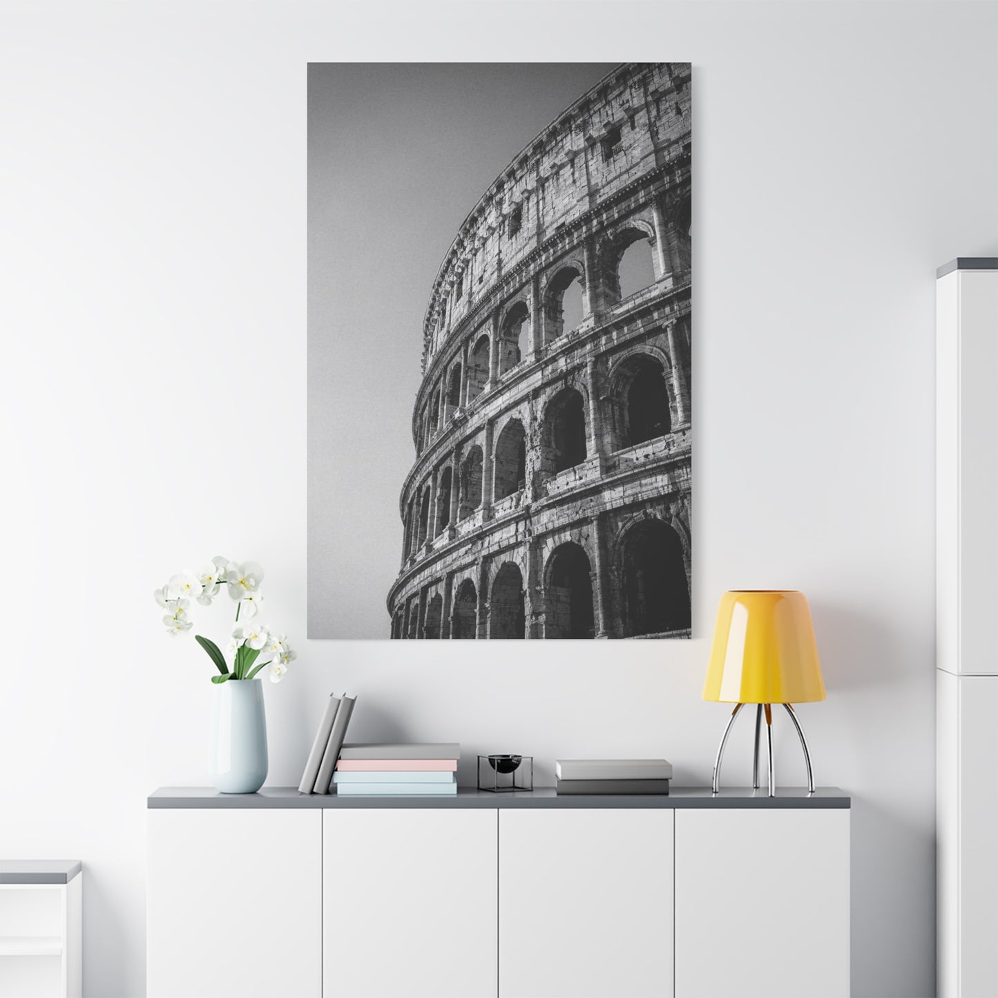 Rome Colosseum Canvas Wall Art - Black And White Architectural Art Print - Vintage Monochrome Cityscape Decor - Contemporary Living Room Wall Decor, Office Art Accent - Bedroom Home Decoration