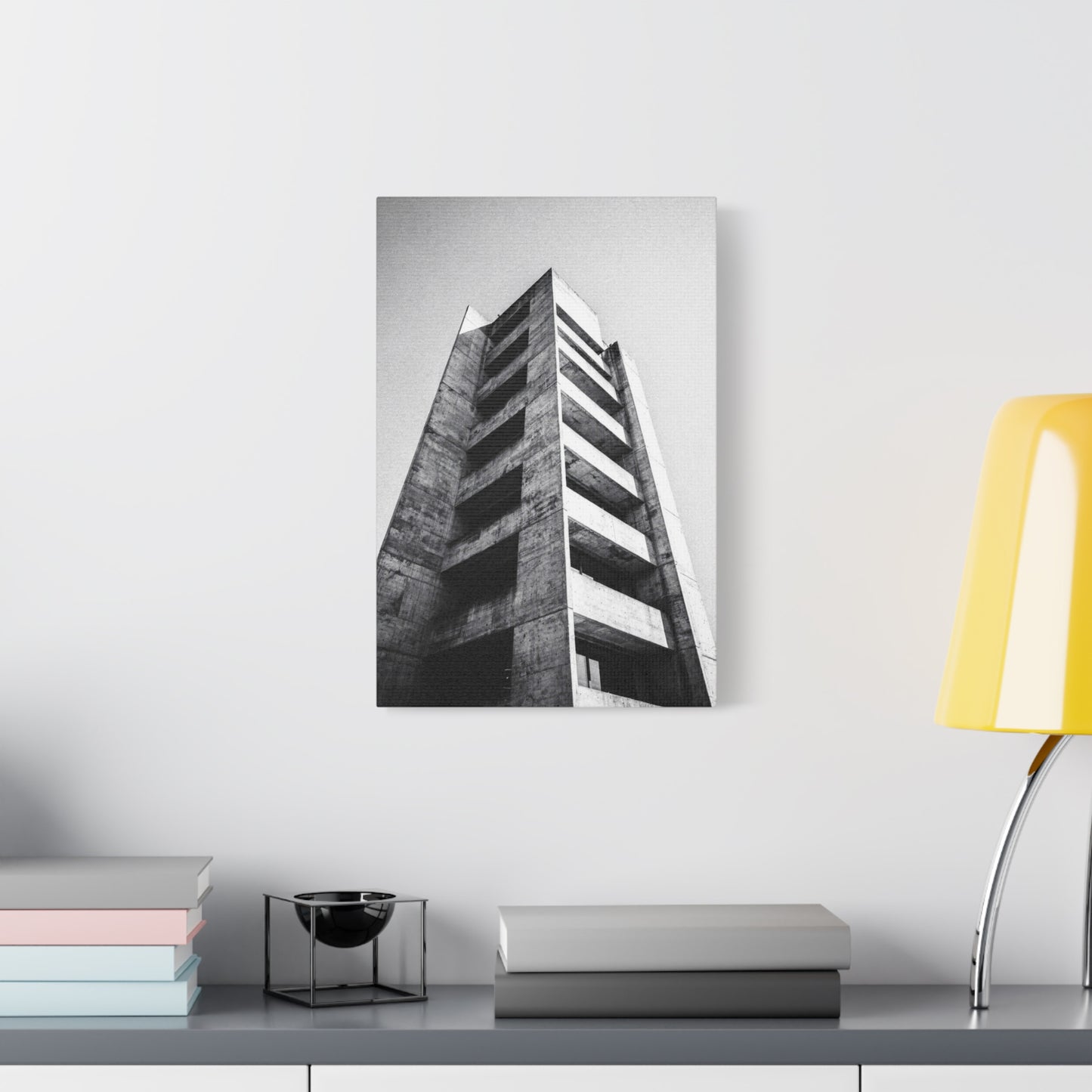 Black And White Brutalist Building Canvas Wall Art - Minimalist Architectural Art Print, Concrete Tower Wall Decor - Contemporary Modern Office Art, Living Room Decoration - Bedroom Home Decoration