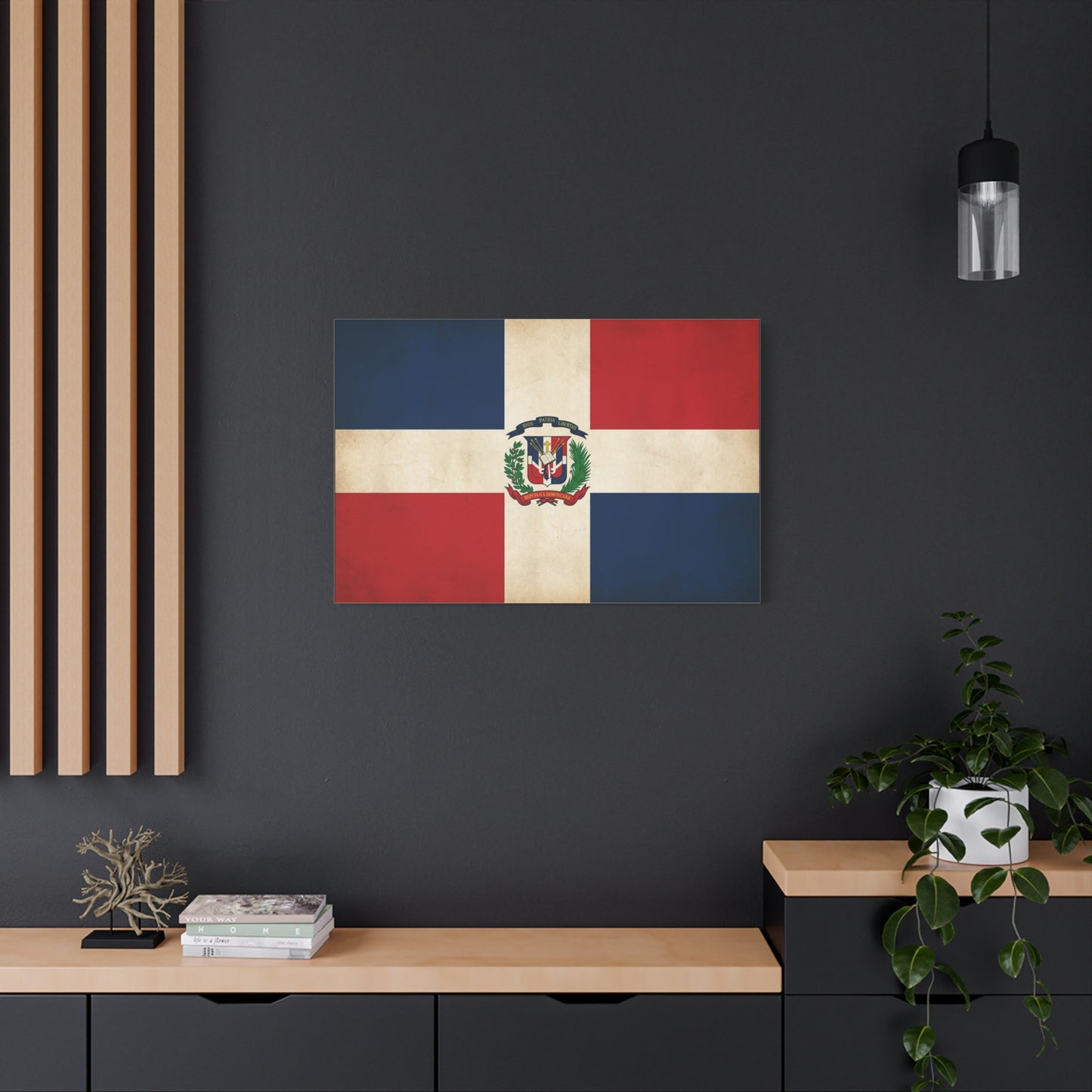 Dominican Republic Flag Canvas Wall Art - Dios Patria Libertad, Republica Dominicana - Vintage Patriotic Print - Heritage Decor For Living Room, Office, Dorm Wall Display - Bedroom Home Decoration