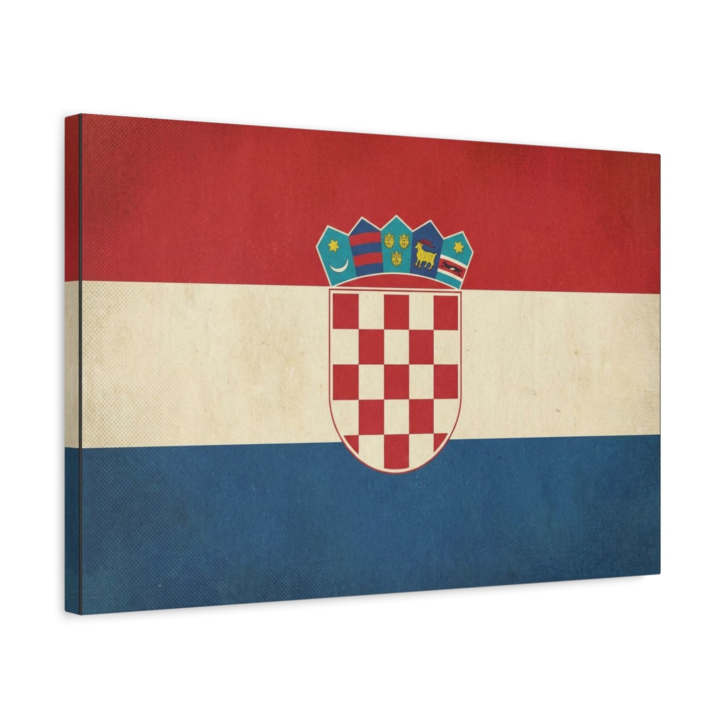 Croatian Flag Canvas Wall Art - Vintage Croatia Coat Of Arms Print, Patriotic Red White Blue Decor - Traditional Style - Living Room Decoration - Living Room Wall Decor - Bedroom Home Decoration