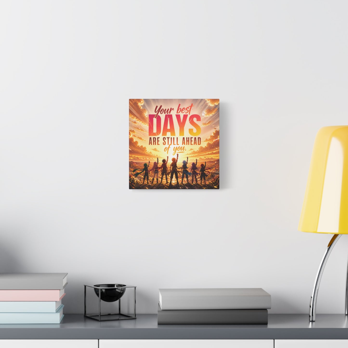 "Your DAYS Are Still Ahead Of You." Anime Quote Canvas Wall Art - Sunset Sky Motivational Poster Print - Contemporary Typography Decor - Bedroom Wall Accent - Ready to Hang - Bedroom Home Decoration