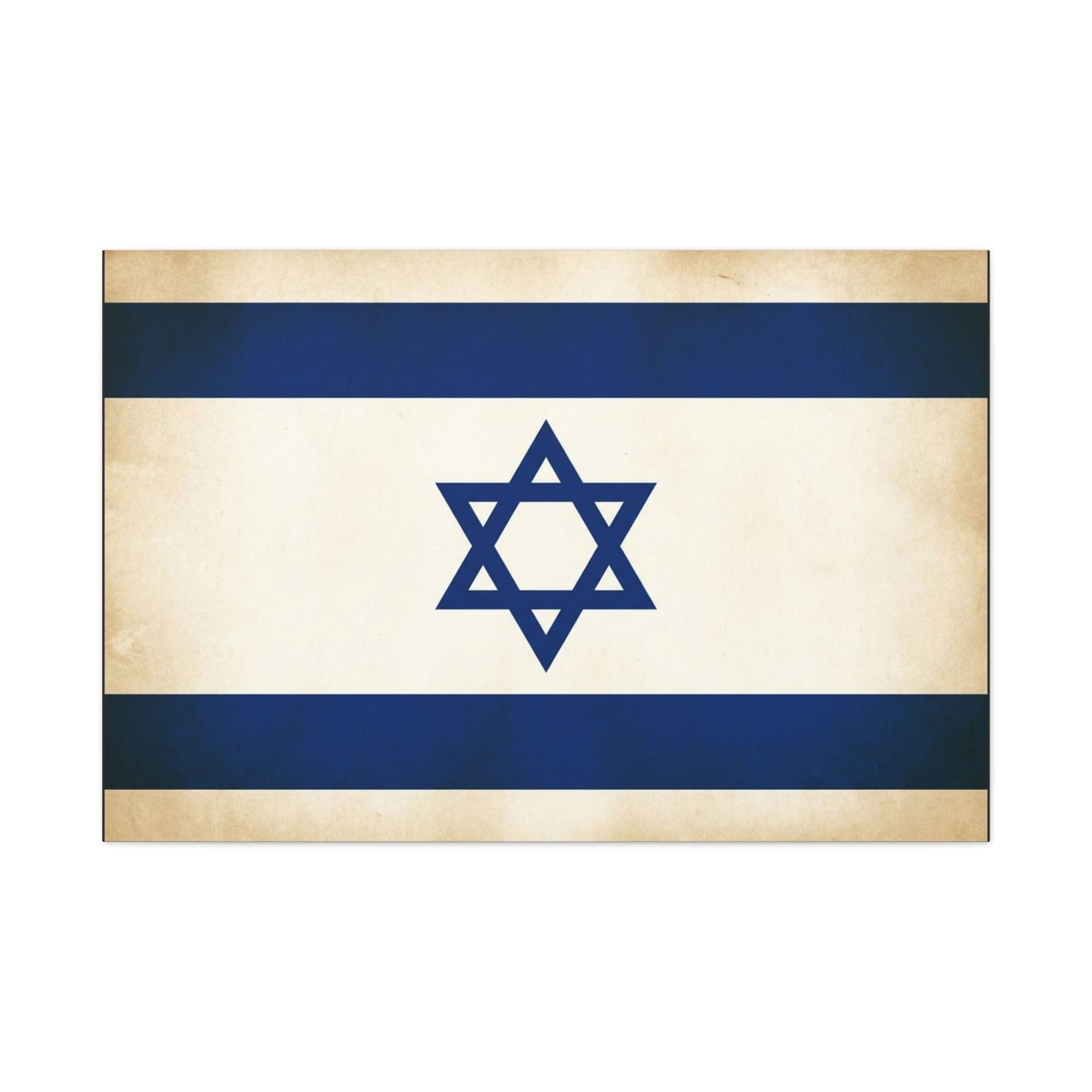 Israel Flag Canvas Wall Art - Vintage Blue And White Star Of David Decor - Matte Minimalist Jewish Home Decoration - Living Room Wall Decor, Bedroom Accent - Bedroom Home Decoration - Ready to Hang