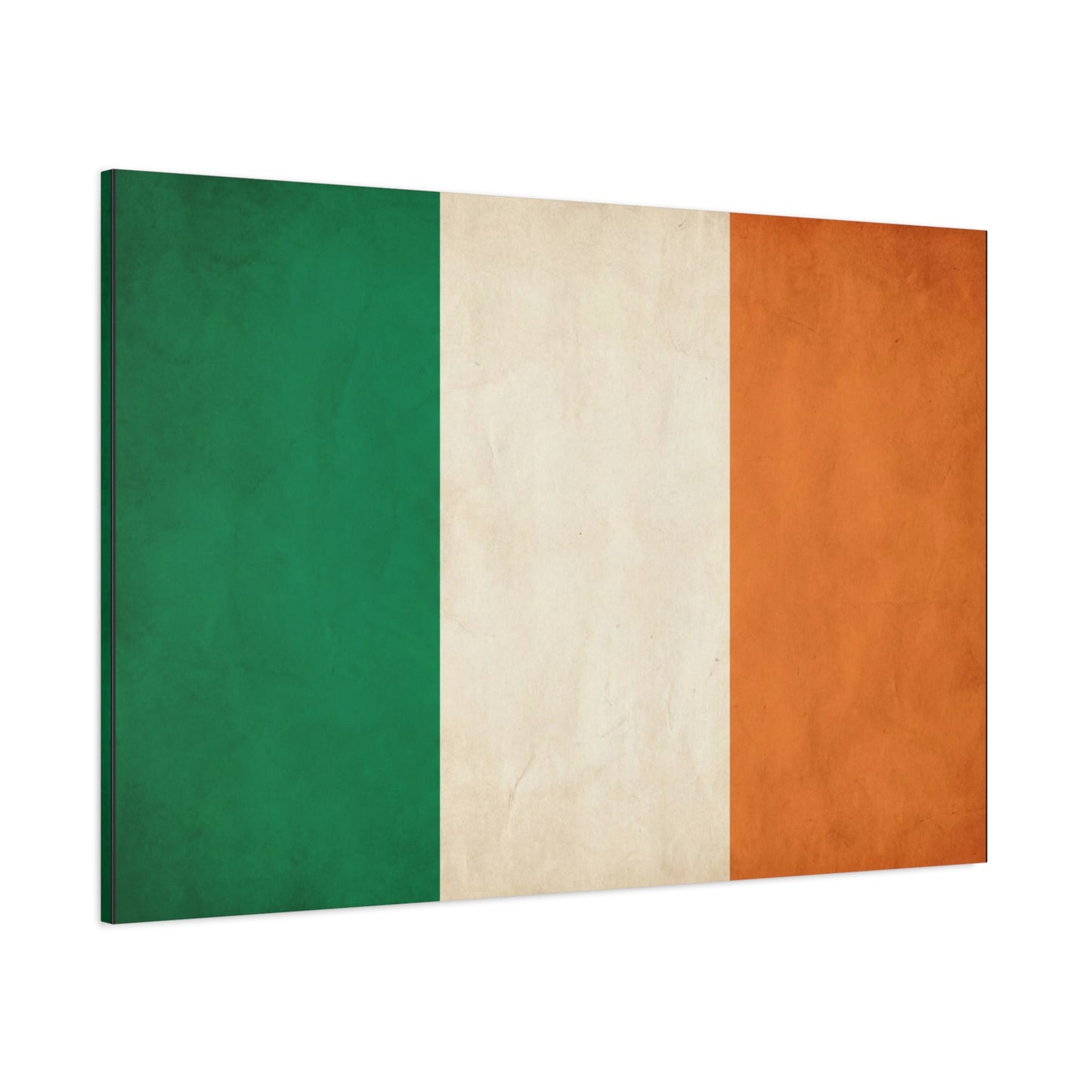 Irish Flag Canvas Wall Art - Vintage Tricolor Ireland Print, Green White Orange Rustic Texture - Minimalist Traditional Style - Living Room Wall Decor, Office Art Accent - Bedroom Home Decoration