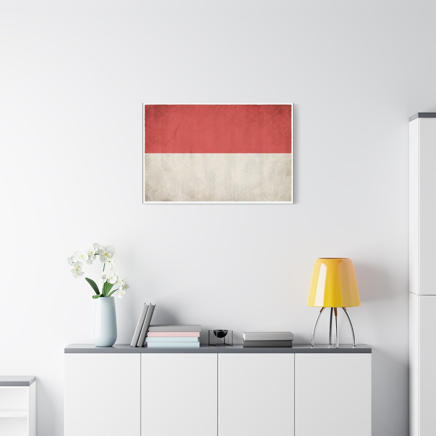 Indonesia Flag Canvas Wall Art - Vintage Red And White Banner Print, Minimalist Patriotic Decor - Matte Cotton Artwork - Living Room Wall Decor, Office Art, Dorm Accent - Bedroom Home Decoration