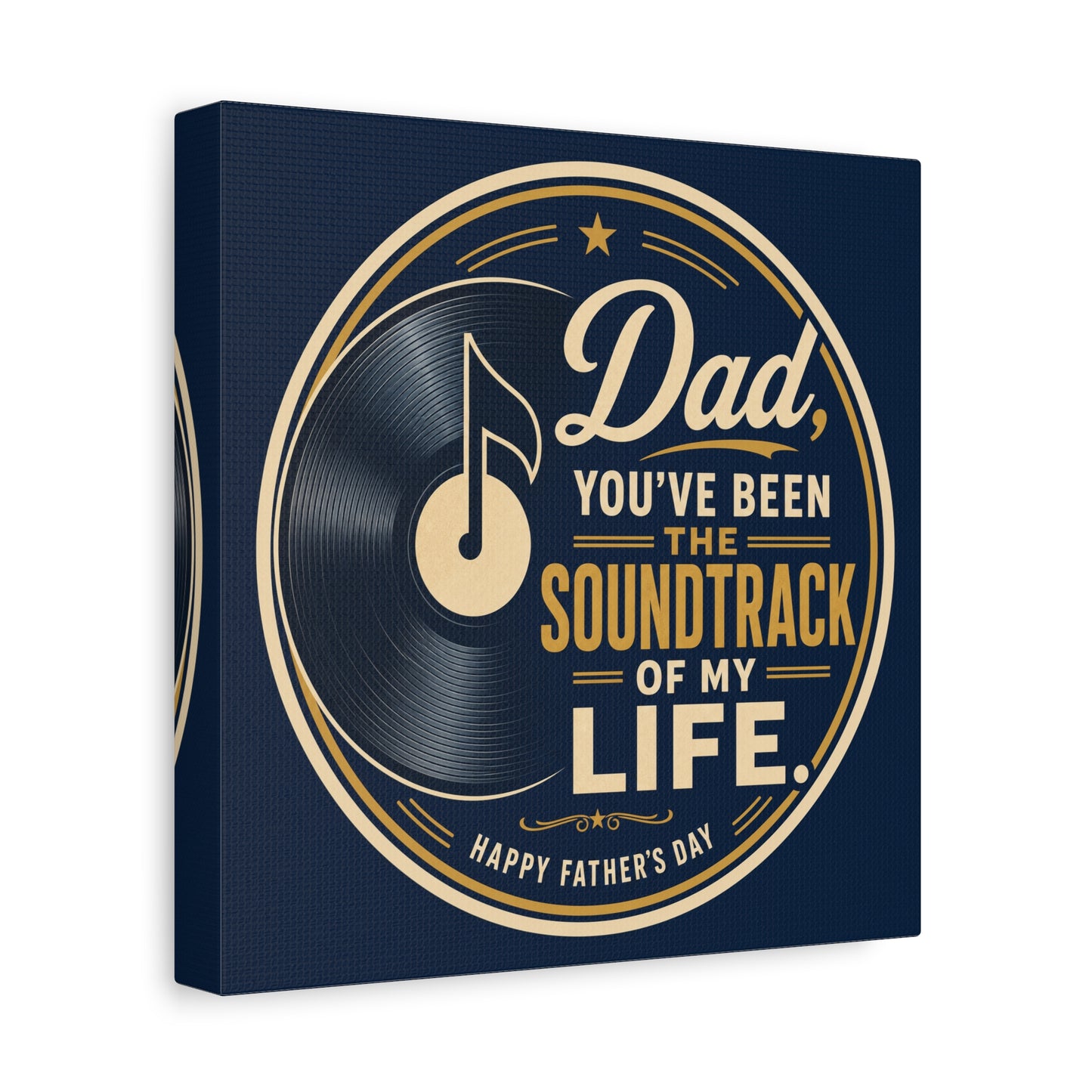 "Dad" - Vinyl Record Music Quote Print - Navy Gold Typography Style - Living Room Wall Decor - Ready to Hang
