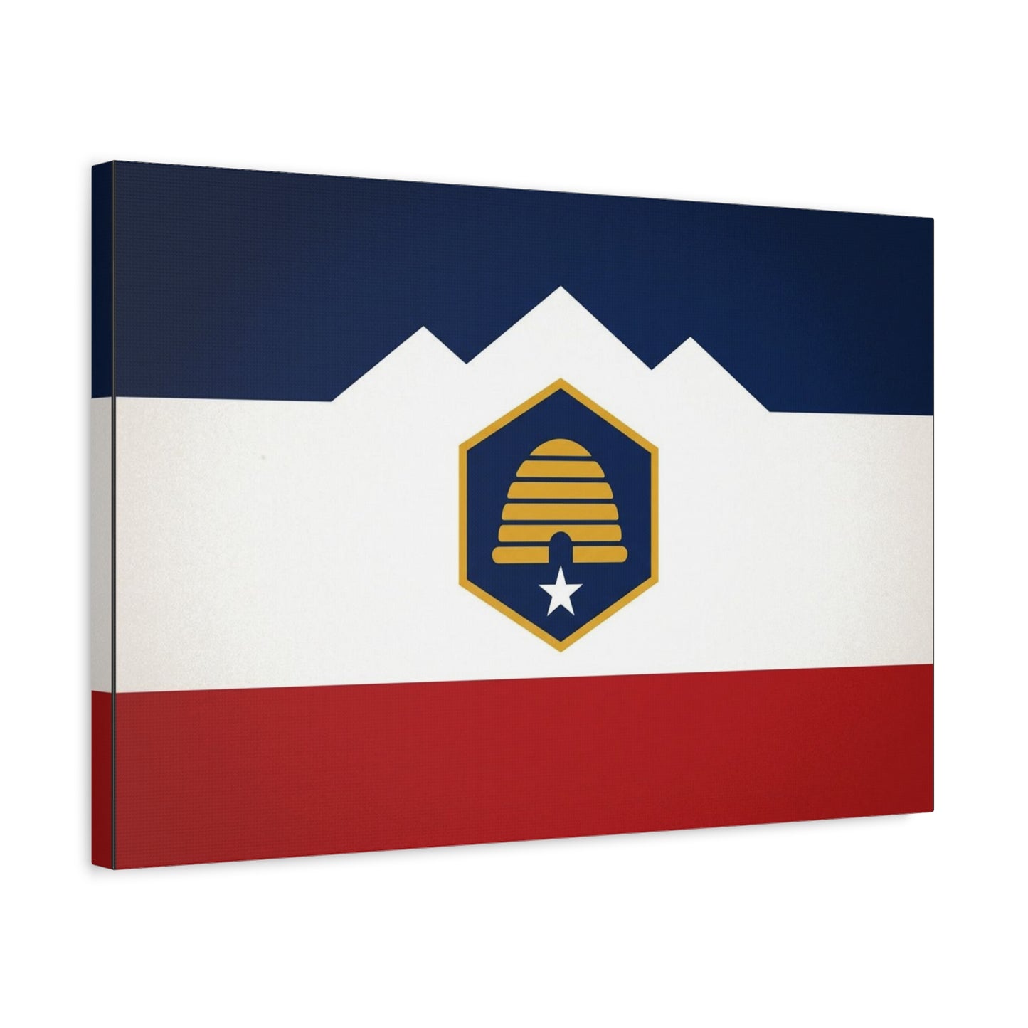 Acadia Flag Canvas Wall Art - Maine State Pride Print, Blue White Red Emblem Design - Minimalist Geometric Style - Living Room Decor, Office Wall Hanging - Bedroom Home Decoration - Ready to Hang