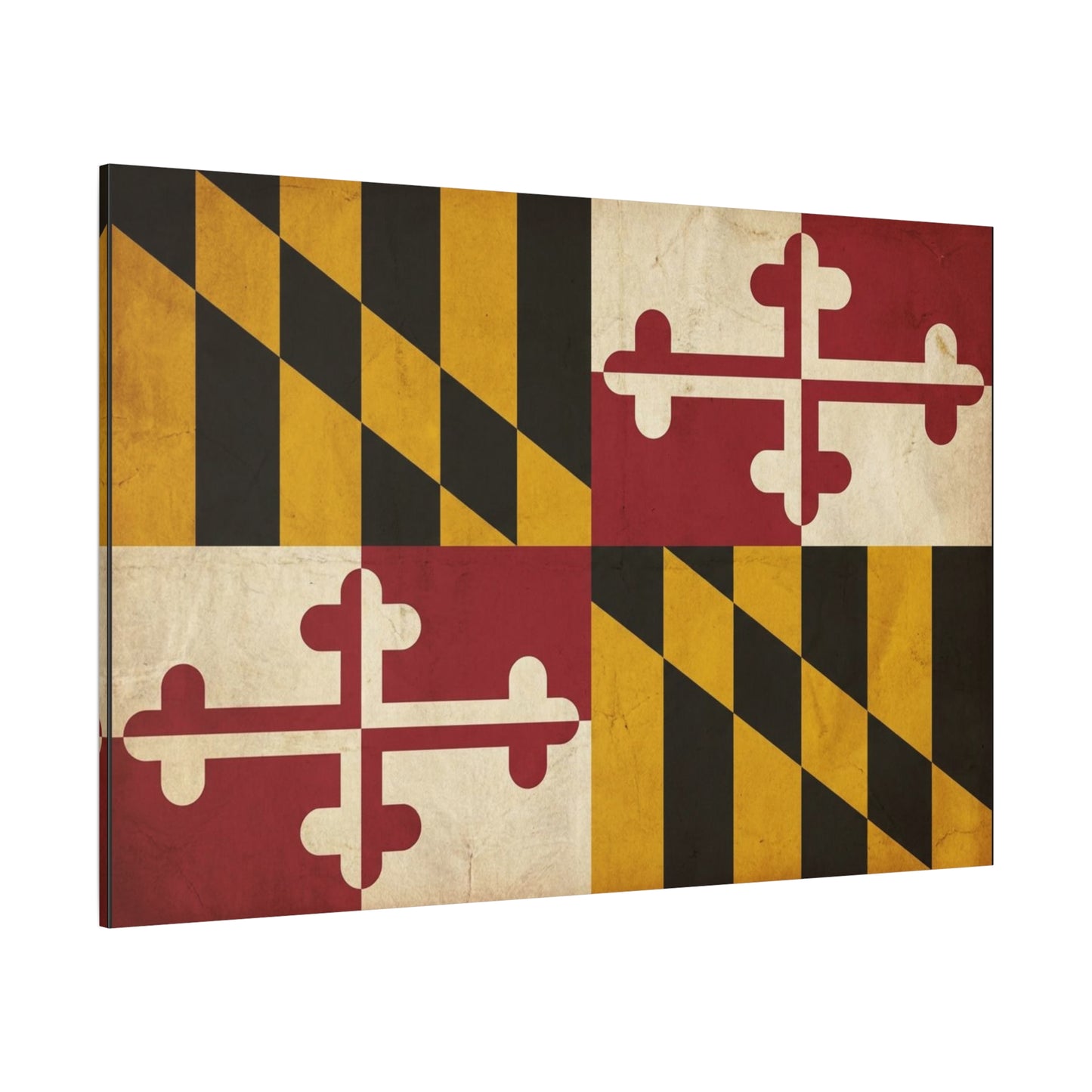 Maryland State Flag Canvas Wall Art - Vintage Red Gold Black Crest Design - Rustic Americana Decor - Living Room Wall Decor, Office Decoration - Bedroom Home Decoration - Modern Farmhouse Style
