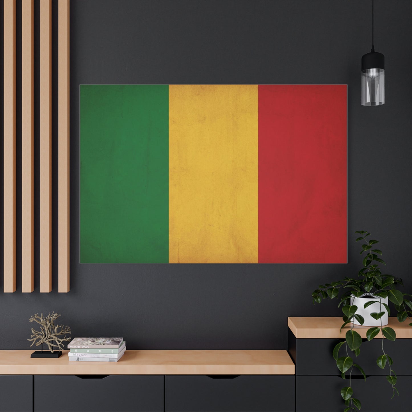 Mali Flag Canvas Wall Art - Green Yellow Red Tricolor National Flag Print - Vintage Textured Cotton Look - Pan African Style, Living Room Wall Decor, Bedroom Home Decoration - Bedroom Home Decoration
