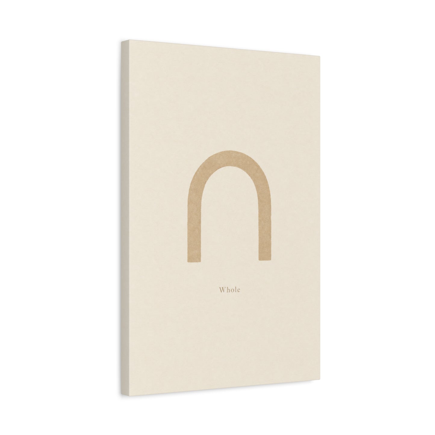 "Whole" Minimalist Arch Canvas Wall Art - Neutral Typography Print, Beige Abstract Line Design - Contemporary Calm Decor - Bedroom Living Room Home Decoration, Meditation Space Accent - Ready to Hang