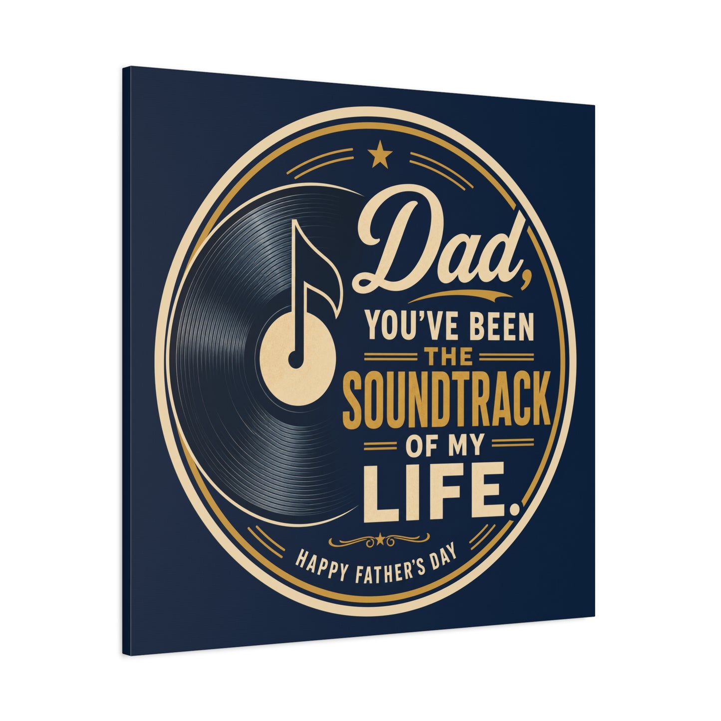 "Dad" - Vinyl Record Music Quote Print - Navy Gold Typography Style - Living Room Wall Decor - Ready to Hang