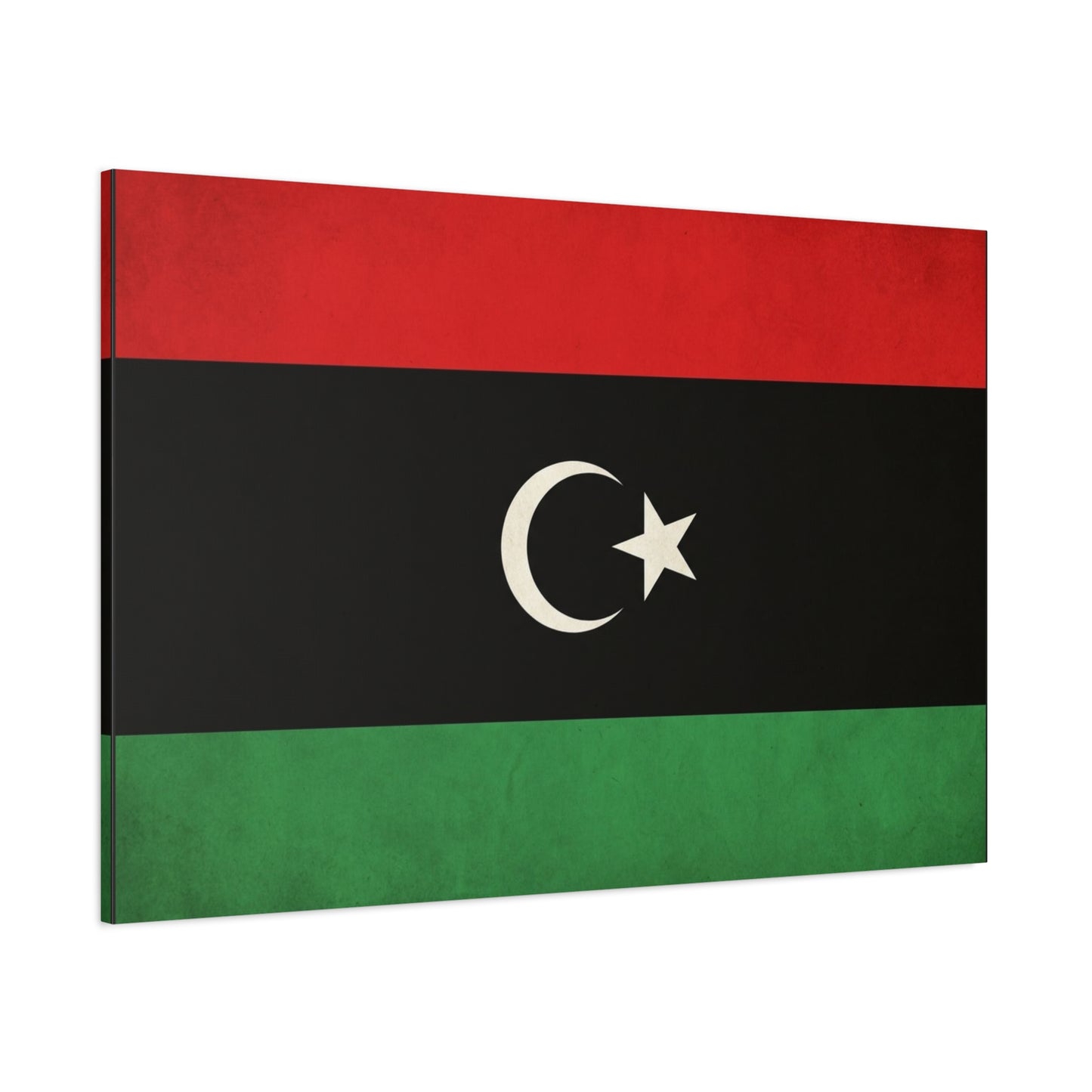 Libya Flag Canvas Wall Art - Red Black Green Crescent Star Print Picture - Vintage Patriotic Style, Matte Finish Canvas Print, Living Room Wall Decor, Bedroom Home Decoration - Bedroom Home Decoration