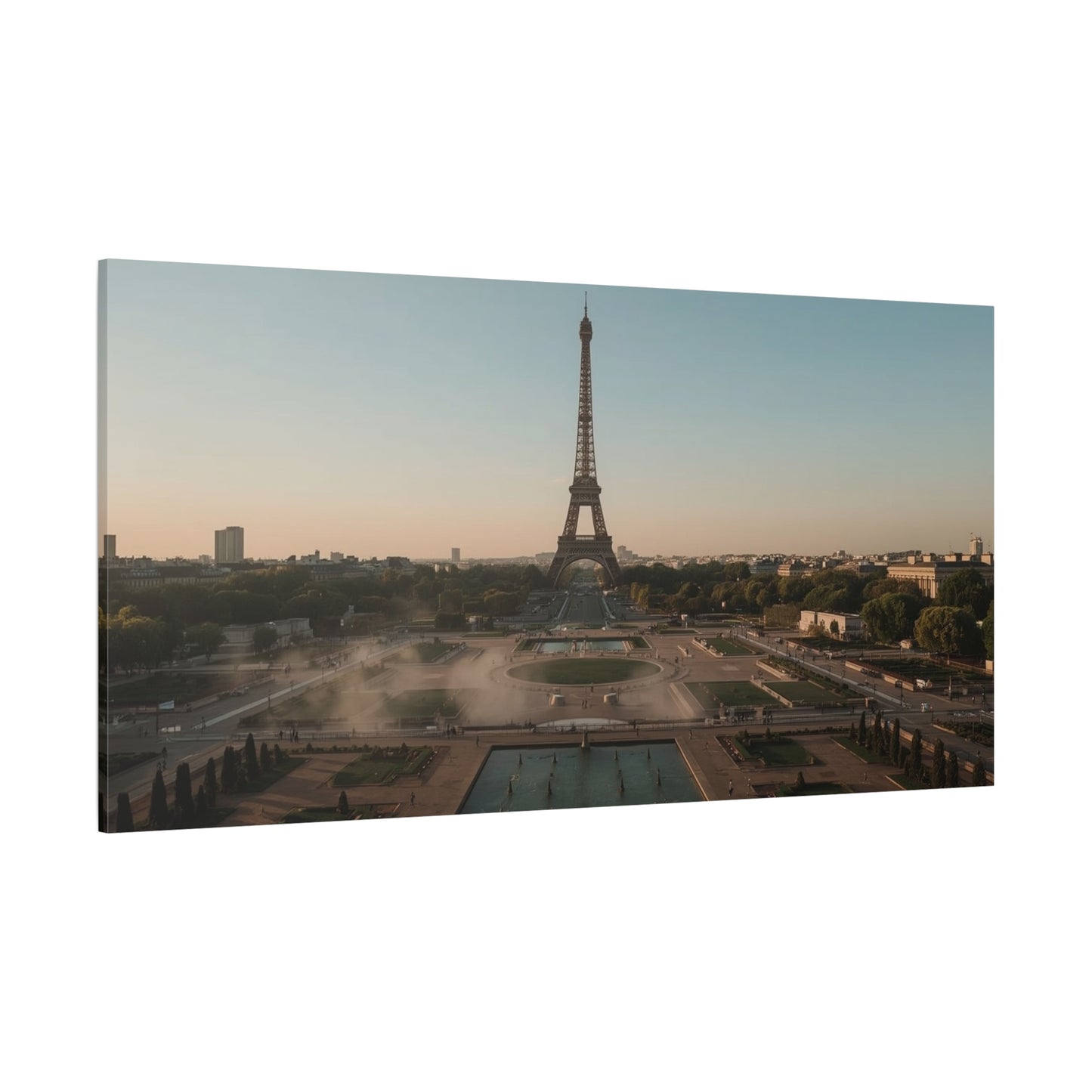 Eiffel Tower Canvas Wall Art Paris Cityscape Print - Soft Sunrise Art Print, Matte Finish Canvas Print - Contemporary Travel Wall Decor, Living Room Home Accent, Office Art - Bedroom Home Decoration