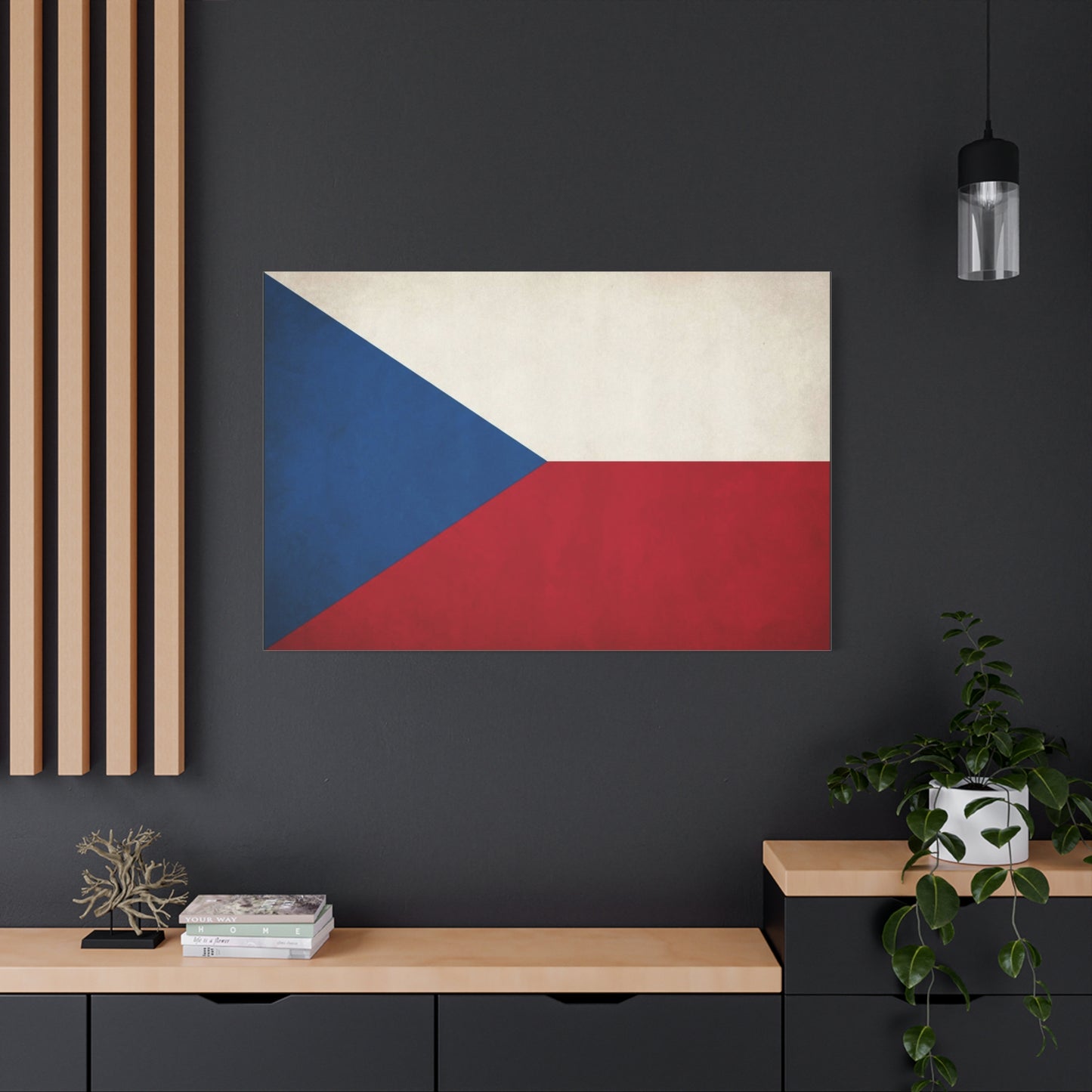 Czech Republic Flag Canvas Wall Art - Czech Flag Print, Vintage Patriotic Decor - Minimalist Tricolor Design - Living Room Home Decoration, Office Wall Accent - Bedroom Home Decoration - Ready to Hang