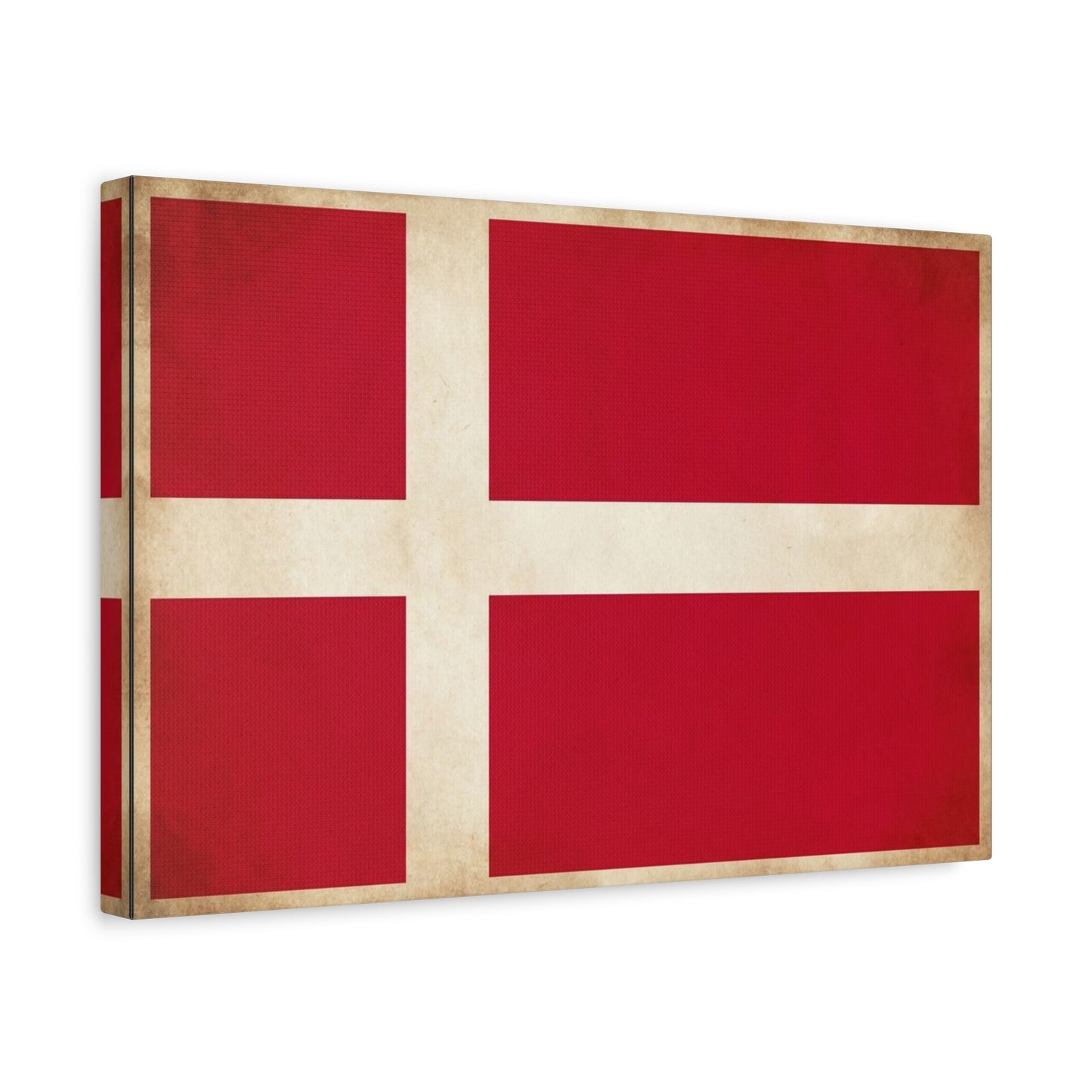 Denmark Flag Canvas Wall Art - Danish Flag Print, Vintage Nordic Decor - Minimalist Red And White Artwork - Living Room Wall Decor, Office Accent - Bedroom Home Decoration - Bedroom Home Decoration
