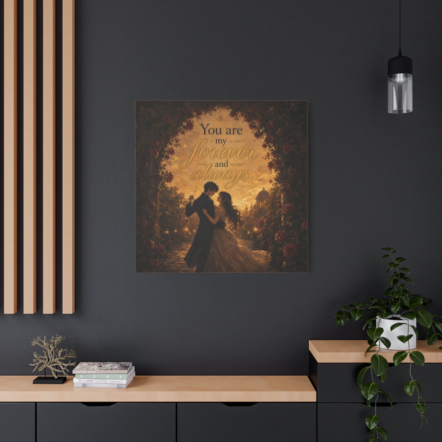 "You Are My Forever And Always." Romantic Couple Canvas Wall Art - Vintage Rose Arch Sunset Quote Print - Bedroom Home Decoration - Living Room Wall Decor - Bedroom Home Decoration - Ready to Hang