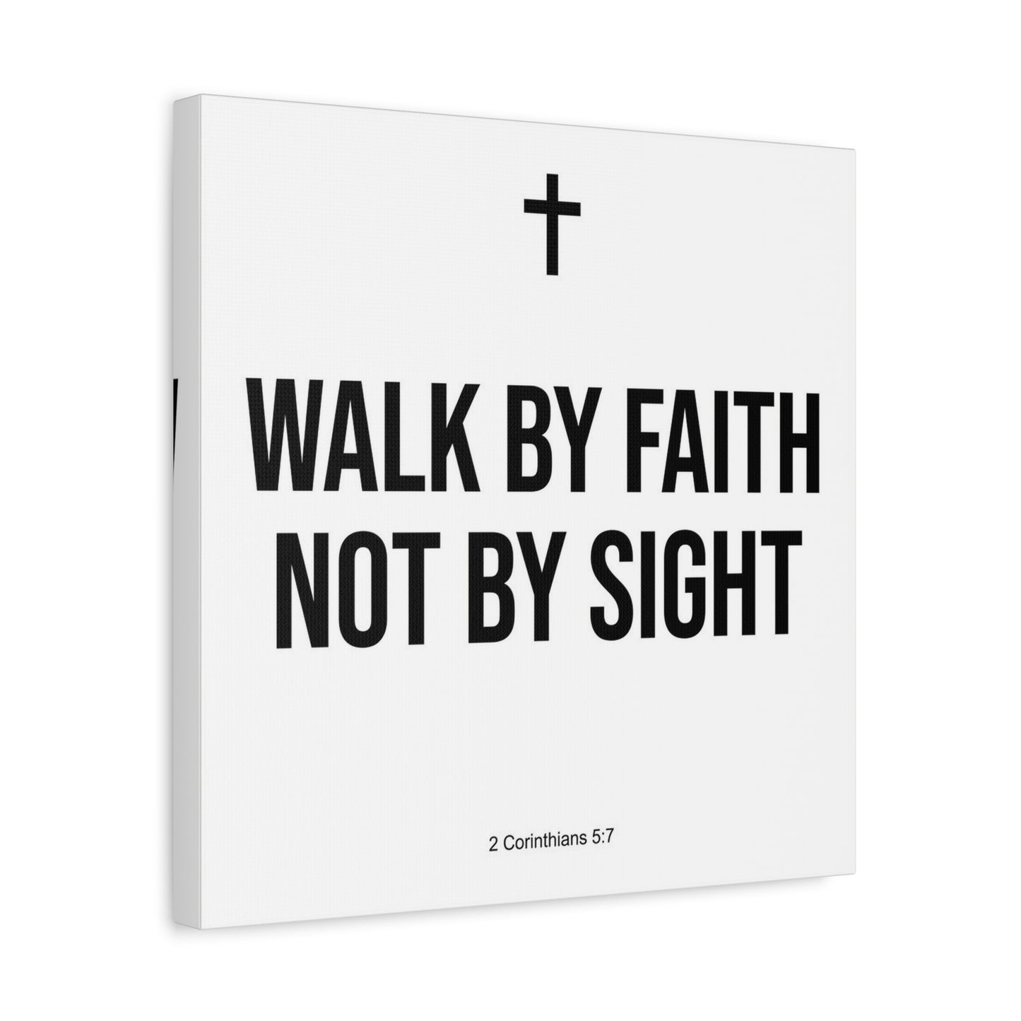 "Walk By Faith Not By Sight" Christian Canvas Wall Art - 2 Corinthians 5:7 Cross Scripture Print - Black And White Minimalist Typography Decor - Living Room Bedroom Office Home Decoration