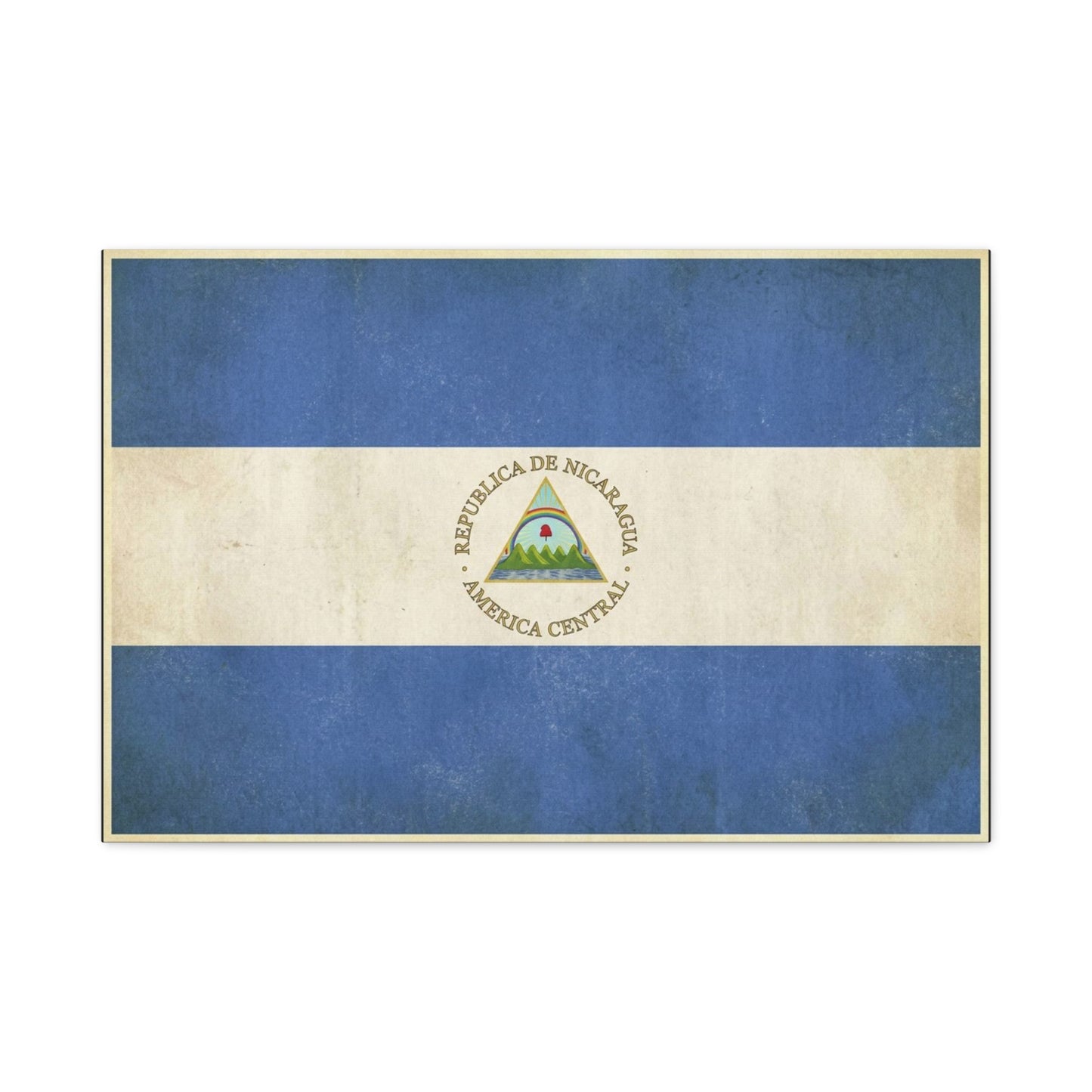 Republica De Nicaragua America Central Flag Canvas Wall Art - Vintage Blue White Country Print - Patriotic Heritage Decor - Living Room Home Decoration - Living Room Wall Decor - Cozy Reading Nook Art
