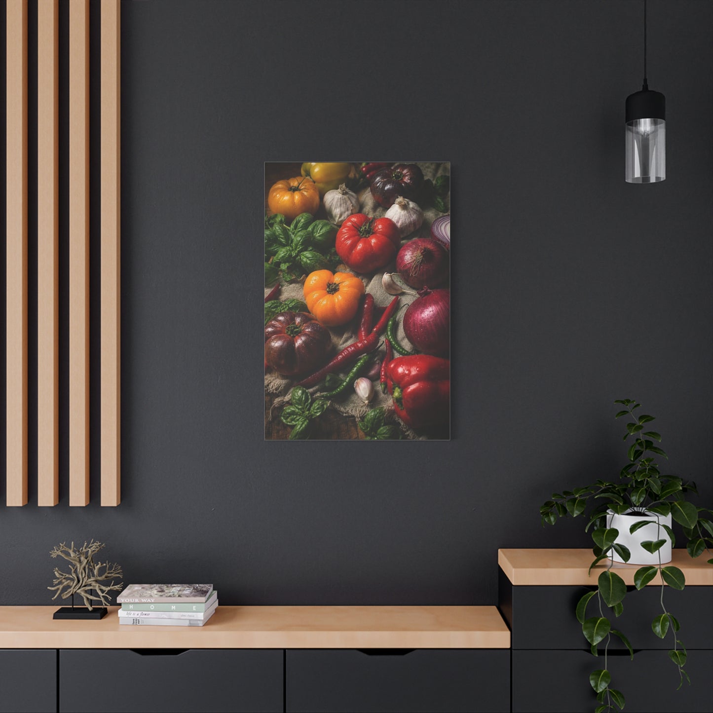 Heirloom Tomato Still Life Canvas Wall Art - Rustic Kitchen Produce Art Print - Matte Cotton Canvas - Traditional Food Wall Decor, Dining Room Accent, Farmhouse Interior Style - Ready to Hang