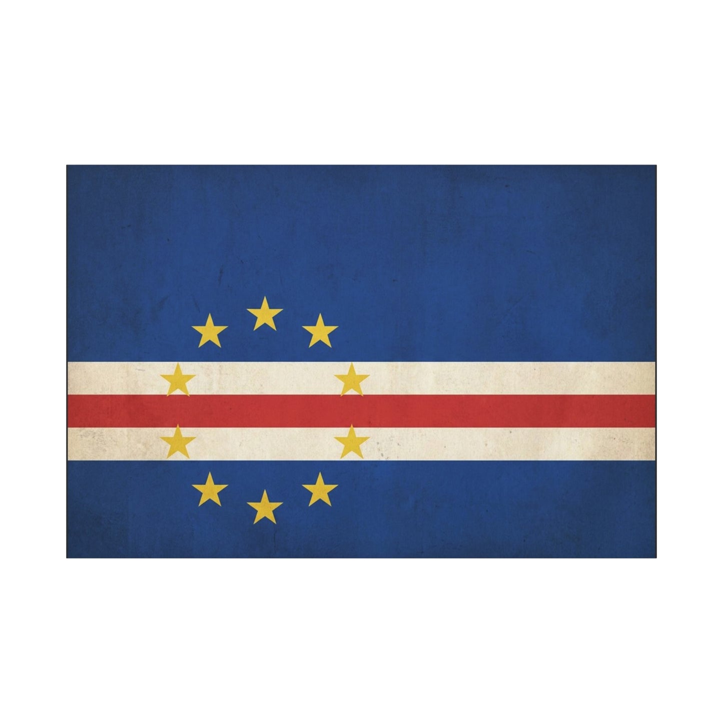 Cape Verde Flag Canvas Wall Art - Vintage Island Nation Banner Print, Patriotic Blue Red White Decor - Traditional Style, Living Room Wall Decor, Bedroom Home Decoration - Ready to Hang