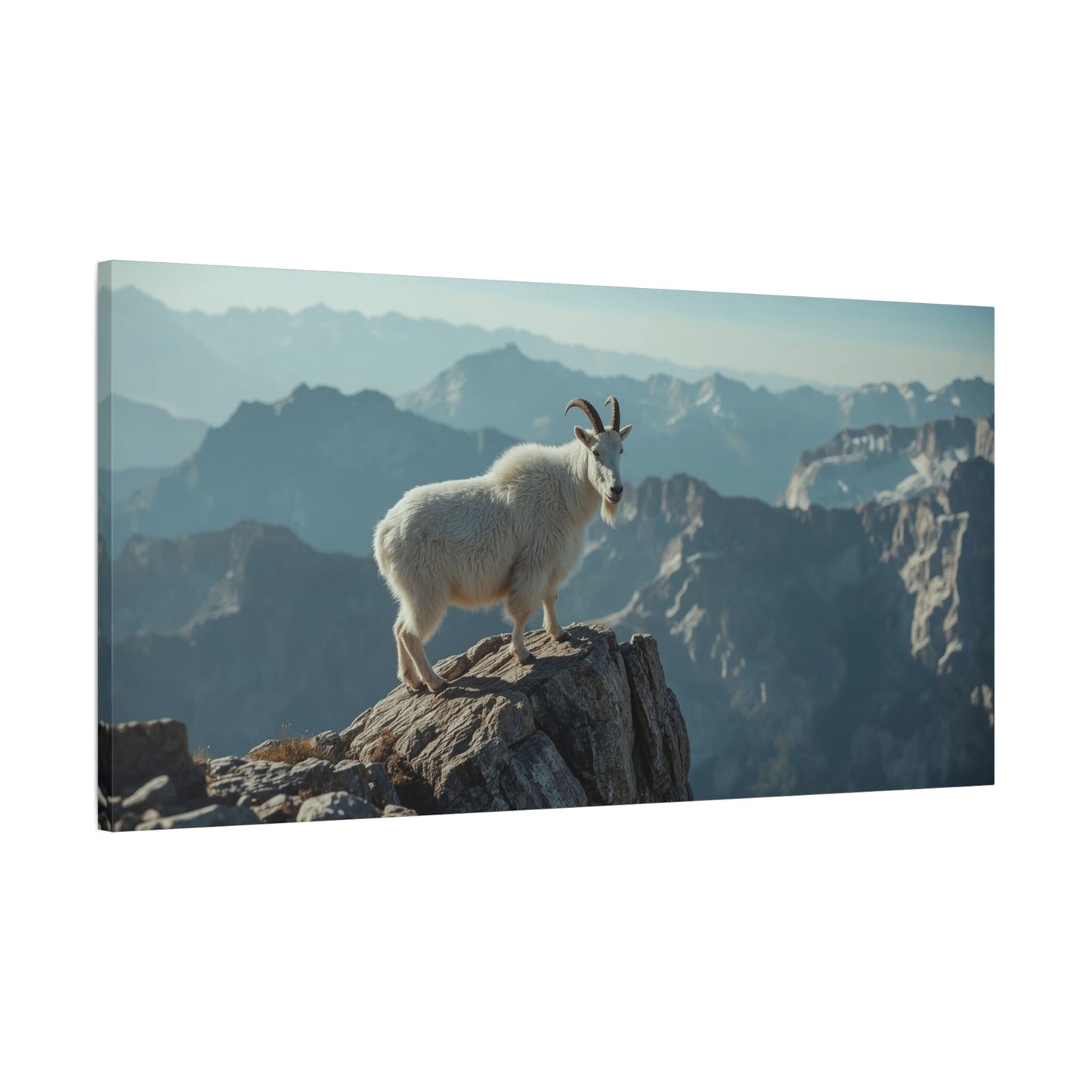 Mountain Goat Canvas Wall Art - Alpine Wildlife Landscape Print, Serene Matte Canvas, Contemporary Nature Style - Living Room Wall Decor, Bedroom Home Decoration, Office Art - Bedroom Home Decoration