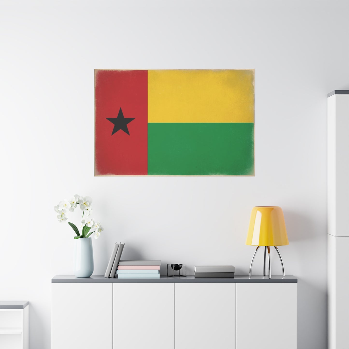 Guinea-Bissau Flag Canvas Wall Art - Vintage National Flag Print, Patriotic Heritage Decor - Matte Canvas Wall Hanging - Living Room Home Decoration - Bedroom Home Decoration - Modern Farmhouse Style
