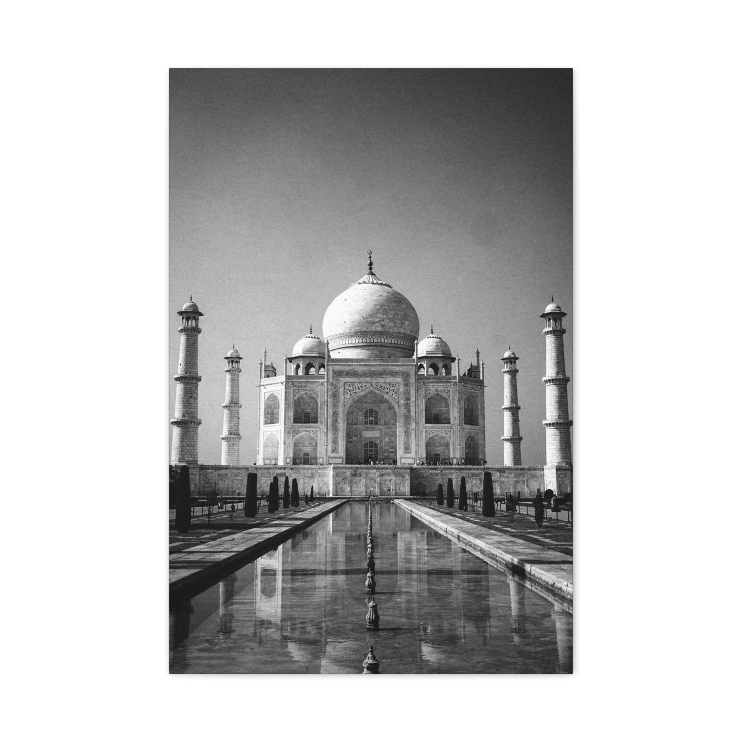 Taj Mahal Canvas Wall Art - Black And White Architectural Art Print - Monochrome Travel Landmark Decor - Contemporary Style - Living Room Wall Decor, Office Art - Bedroom Home Decoration