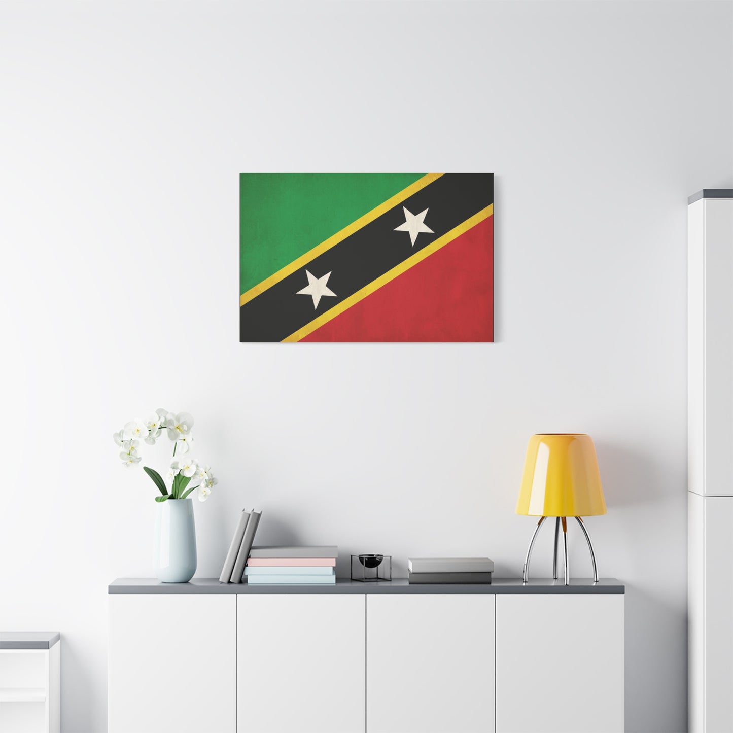 Saint Kitts And Nevis Flag Canvas Wall Art - Caribbean Pride Decor, Vintage National Banner Print - Bold Graphic Style, Living Room Wall Decor, Bedroom Home Decoration - Bedroom Home Decoration