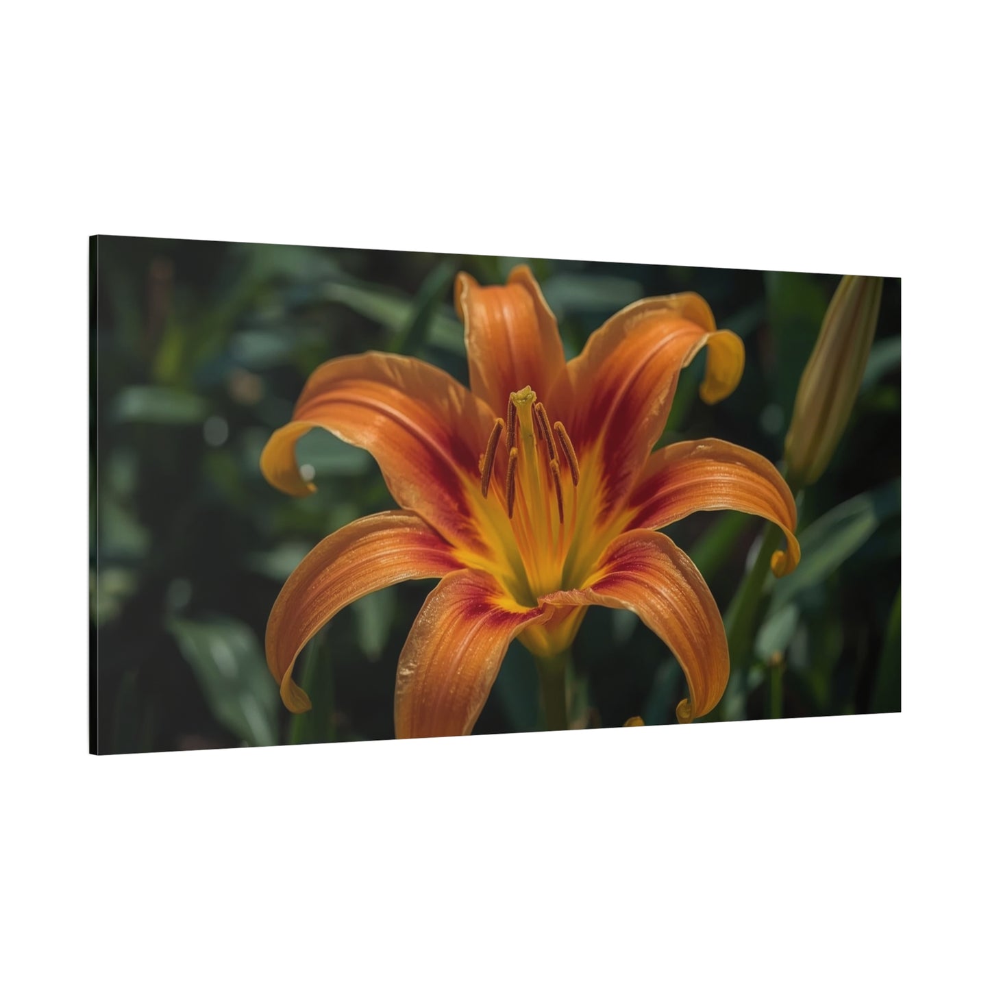 Orange Daylily Canvas Wall Art - Floral Close Up Art Print, Botanical Canvas Print - Matte Cotton Wall Decor - Contemporary Style, Bedroom Home Decoration, Office Art Accent - Modern Farmhouse Style