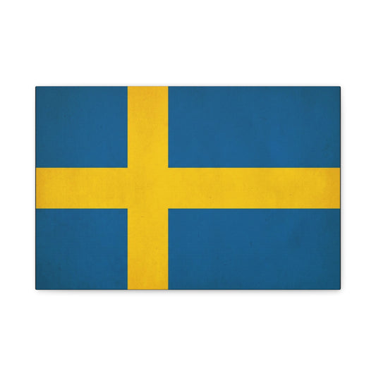 Sweden Flag Canvas Wall Art - Swedish National Flag Print, Blue Yellow Nordic Cross Decor - Minimalist Scandinavian Style - Living Room Wall Decor - Bedroom Home Decoration - Bedroom Home Decoration