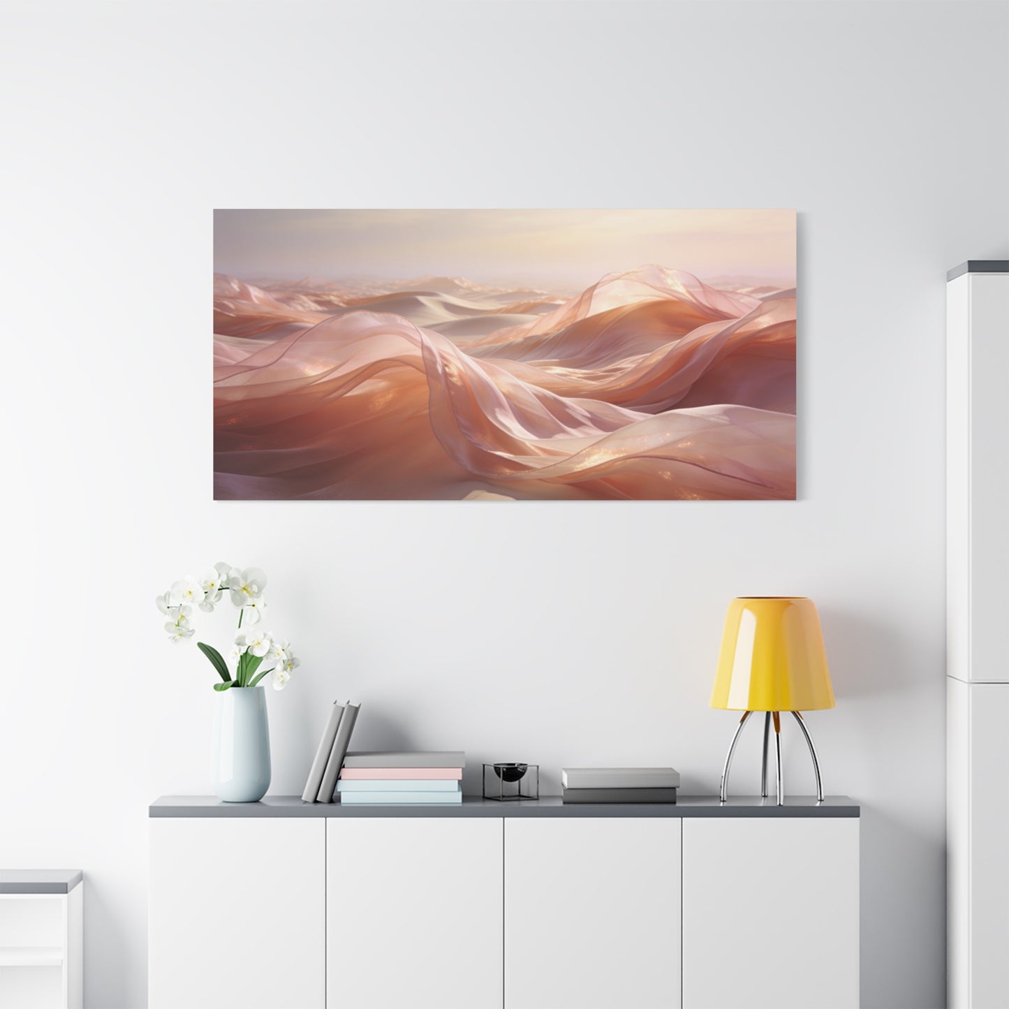 Blush Abstract Desert Dunes Canvas Wall Art - Ethereal Flowing Fabric Landscape - Modern Matte Print - Pink Beige Contemporary Style - Living Room Wall Decor Bedroom Home Decoration - Ready to Hang