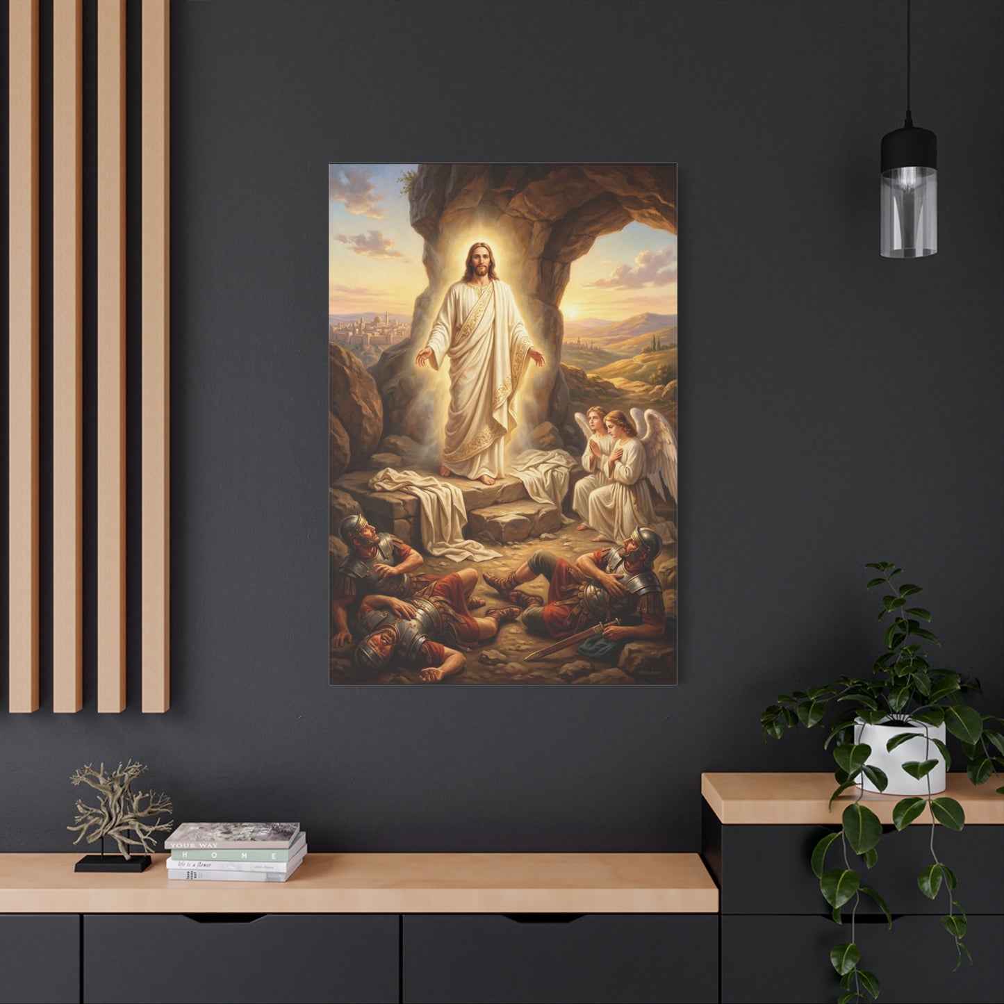 Jesus Christ Resurrection Canvas Wall Art - Empty Tomb, Angels, Roman Guards - Traditional Religious Print, Living Room Wall Decor, Bedroom Home Decoration - Bedroom Home Decoration - Ready to Hang
