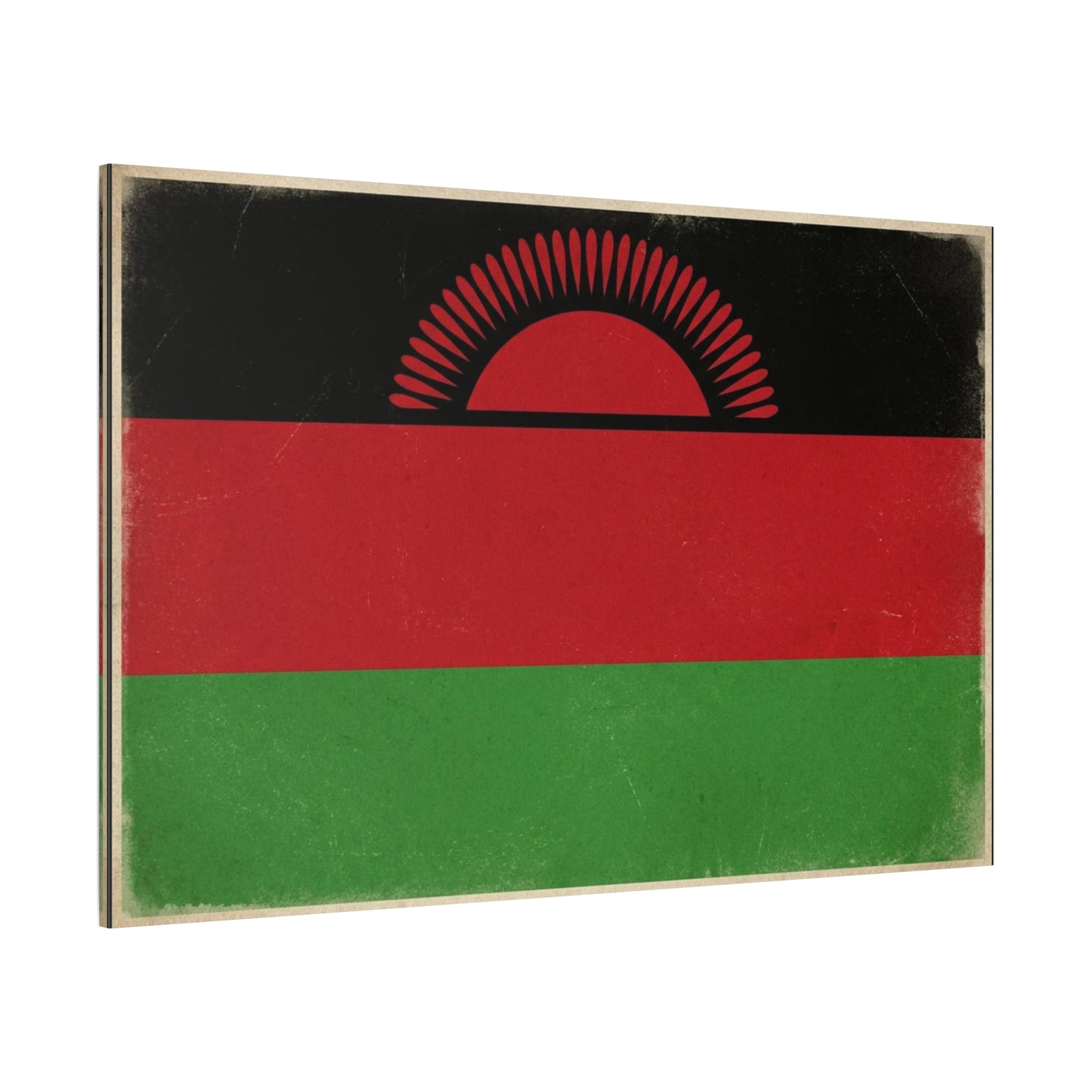Malawi Flag Canvas Wall Art - Vintage Rising Sun National Flag Print, Pan African Red Black Green Design - Matte Canvas Decor - Living Room Wall Decor, Office Art Accent - Bedroom Home Decoration