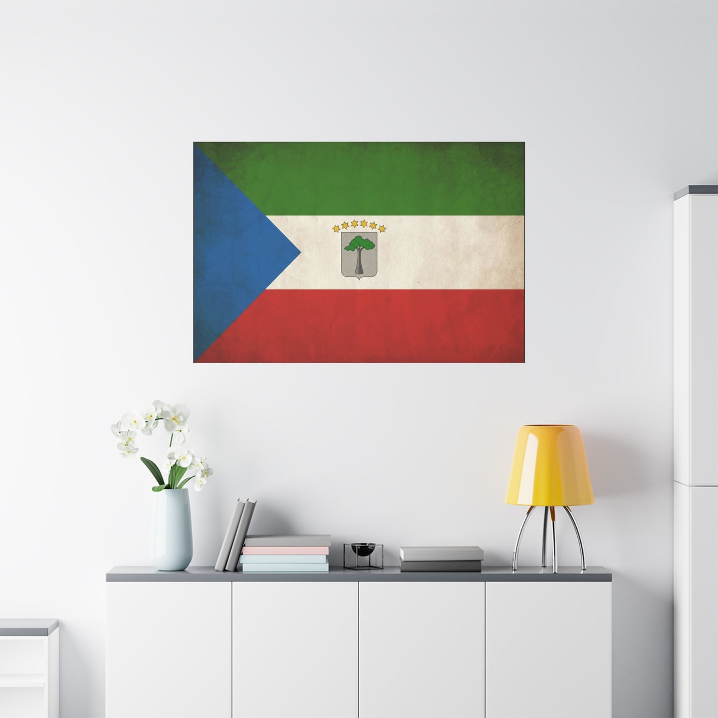 Equatorial Guinea Flag Canvas Wall Art - Vintage National Pride Decor, Distressed Heritage Print - Patriotic Traditional Style - Living Room Wall Decor - Ready to Hang - Bedroom Home Decoration
