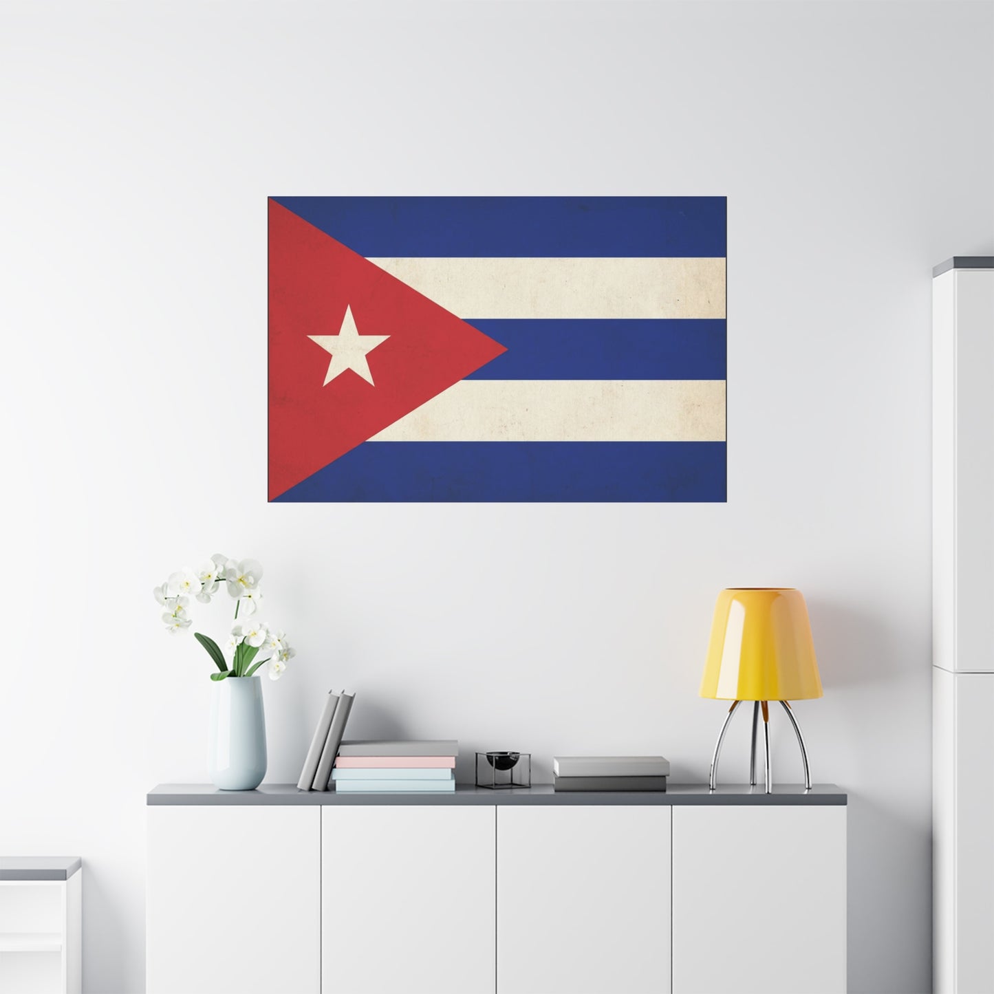 Cuban Flag Canvas Wall Art - Vintage Cuba Flag Print, Patriotic Heritage Decor - Distressed Cotton Canvas - Traditional Style For Living Room, Office Wall Decor - Bedroom Home Decoration
