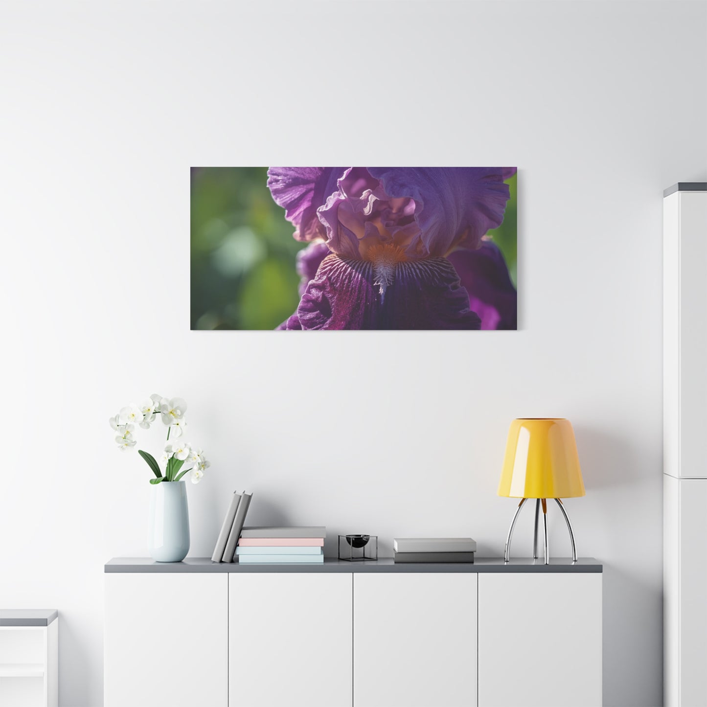 Purple Iris Canvas Wall Art - Floral Macro Art Print, Botanical Canvas Print - Soft Matte Cotton Detail, Contemporary Style - Bedroom Wall Decor, Living Room Home Accent - Bedroom Home Decoration