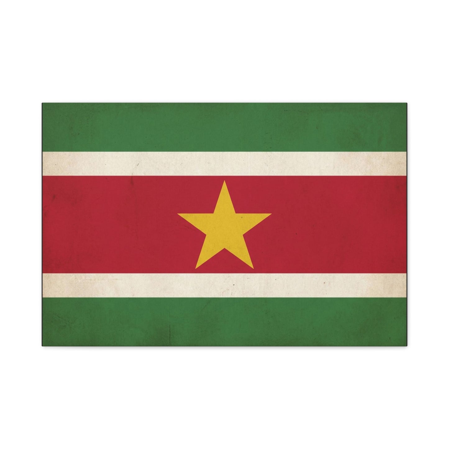 Suriname Flag Canvas Wall Art - Vintage Country Pride Decor, Retro National Banner Print - Green Red White Gold Star Design - Living Room Wall Decor - Bedroom Home Decoration - Bedroom Home Decoration