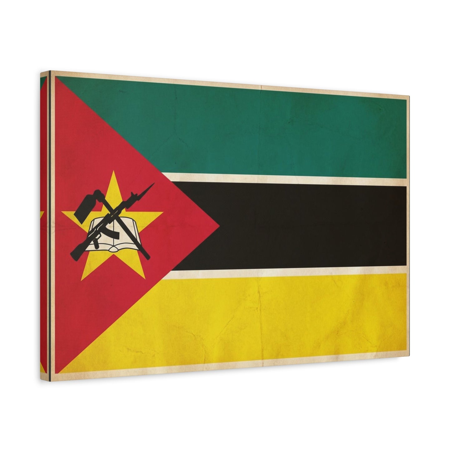 Mozambique Flag Canvas Wall Art - Vintage National Banner Print, Patriotic Home Decor, Cultural Wall Hanging, Living Room Decoration, Office Accent - Bedroom Home Decoration - Modern Farmhouse Style