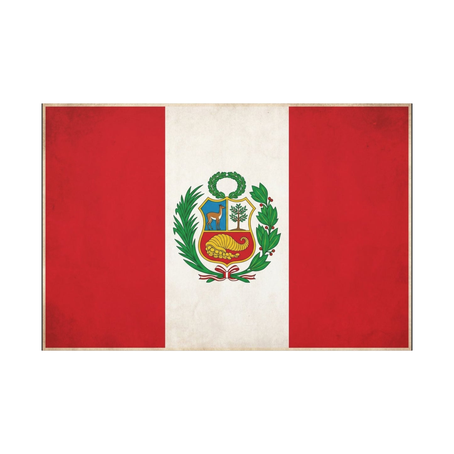 Peru Flag Canvas Wall Art - Vintage Peruvian Coat Of Arms Print, Red White Banner Decor - Traditional Patriotic Style - Living Room Home Decoration - Living Room Wall Decor - Bedroom Home Decoration