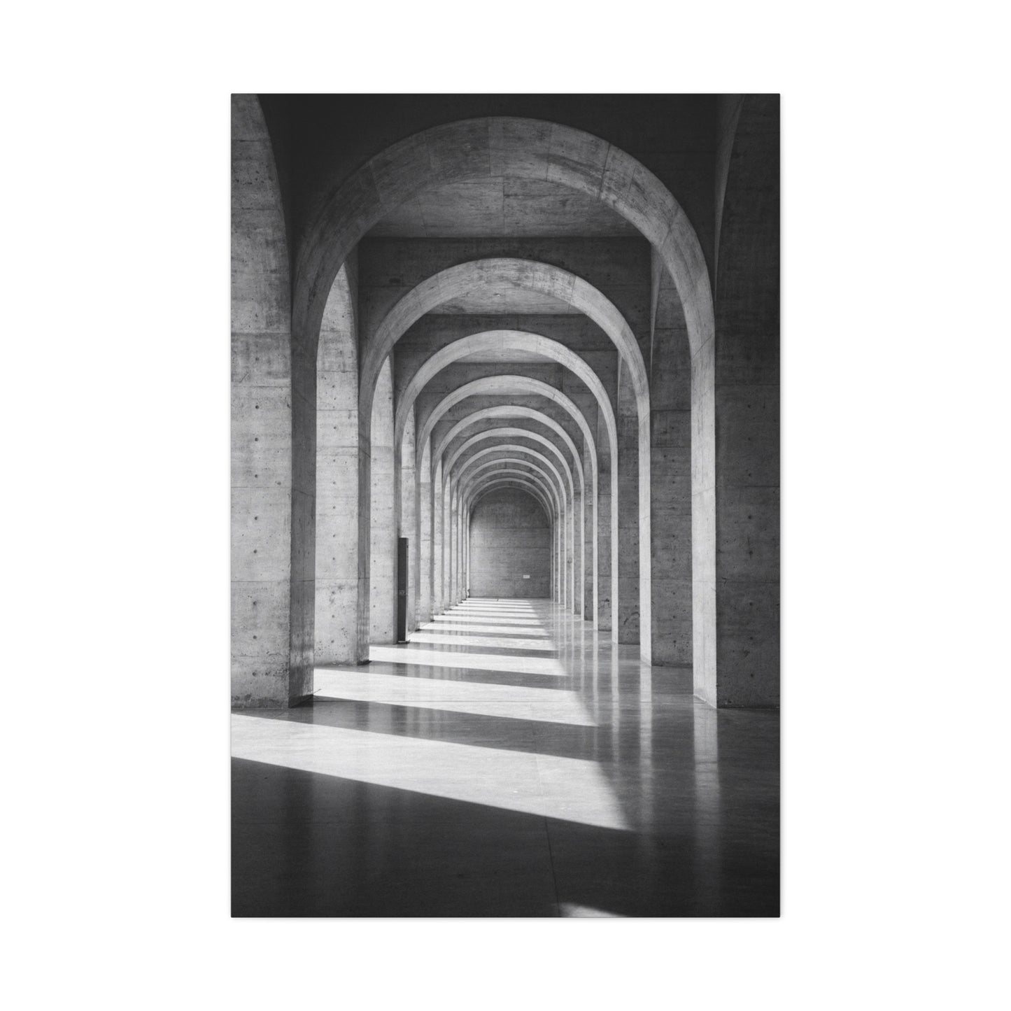 Black And White Arched Hallway Canvas Wall Art - Minimalist Architecture Art Print, Modern Concrete Corridor Interior, Contemporary Living Room Wall Decor Office Art - Bedroom Home Decoration