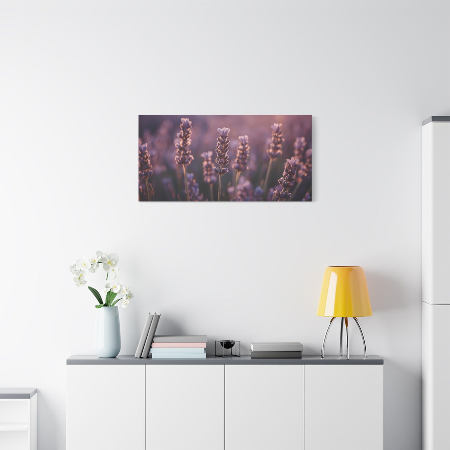 Lavender Field Canvas Art Print - Soft Purple Botanical Art Print, Cotton Matte Decor - Serene Bedroom Accent, Living Room Decoration, Spa Style Interior, Office Display - Living Room Wall Decor