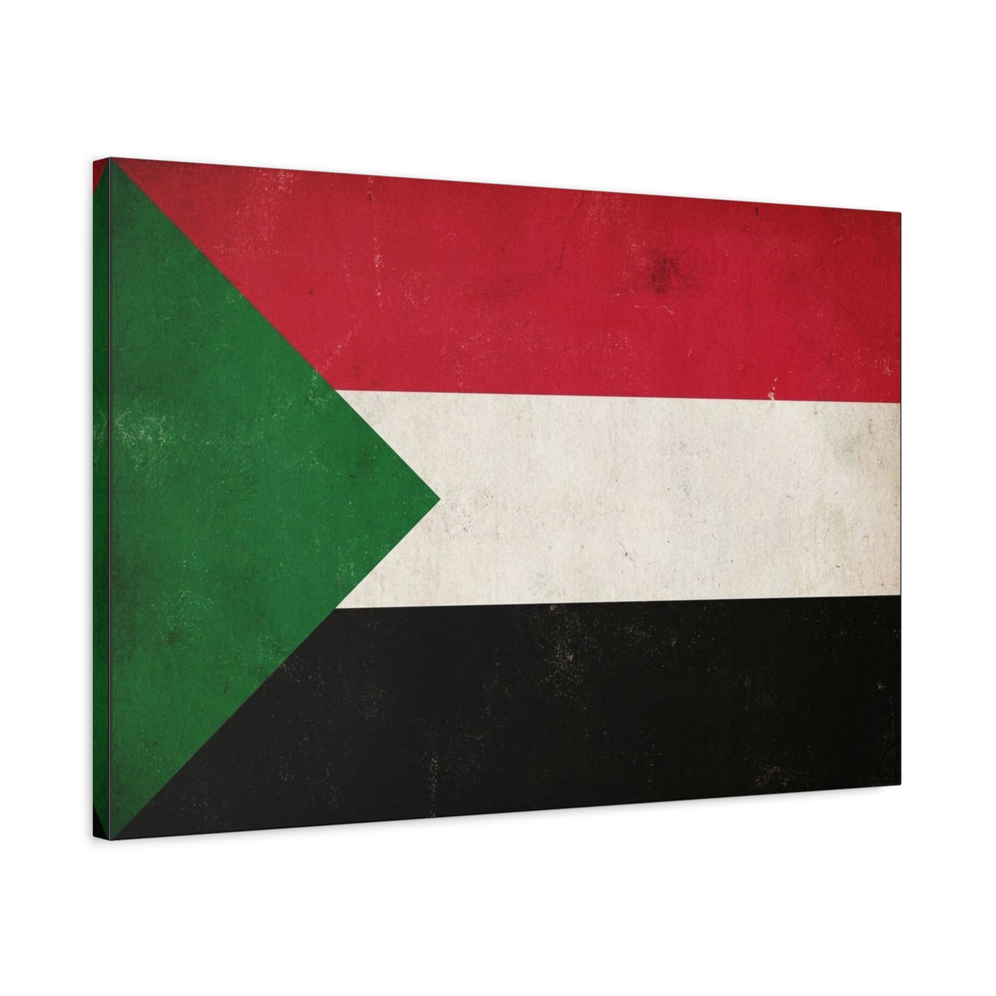 Sudan Flag Canvas Wall Art - Vintage National Flag Print, Distressed Patriotic Decor - Minimalist Graphic Cotton Canvas - Living Room Wall Decor, Office Art - Bedroom Home Decoration - Ready to Hang