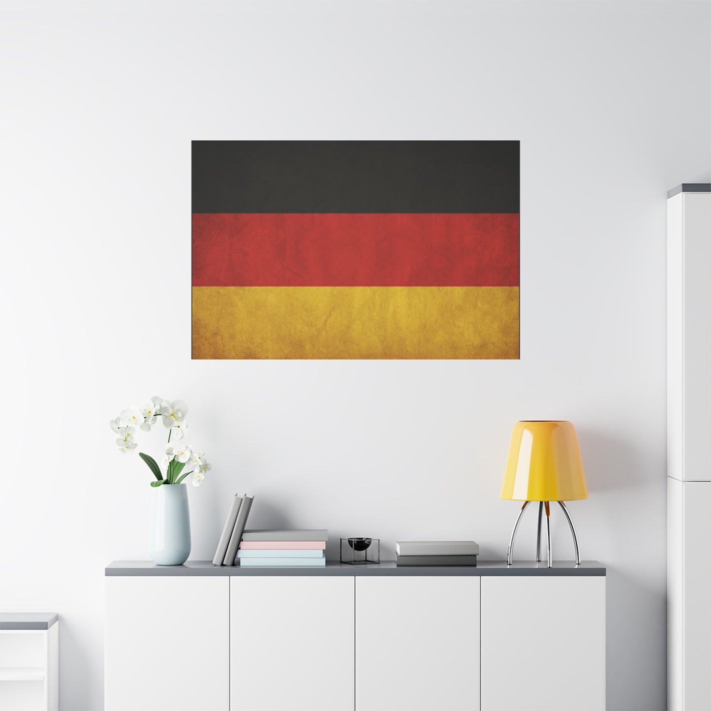 German Flag Canvas Wall Art - Vintage Germany Pride Decor, Black Red Gold Horizontal Banner Print - Rustic Textured Style, Living Room Wall Decor, Office Art - Bedroom Home Decoration - Ready to Hang