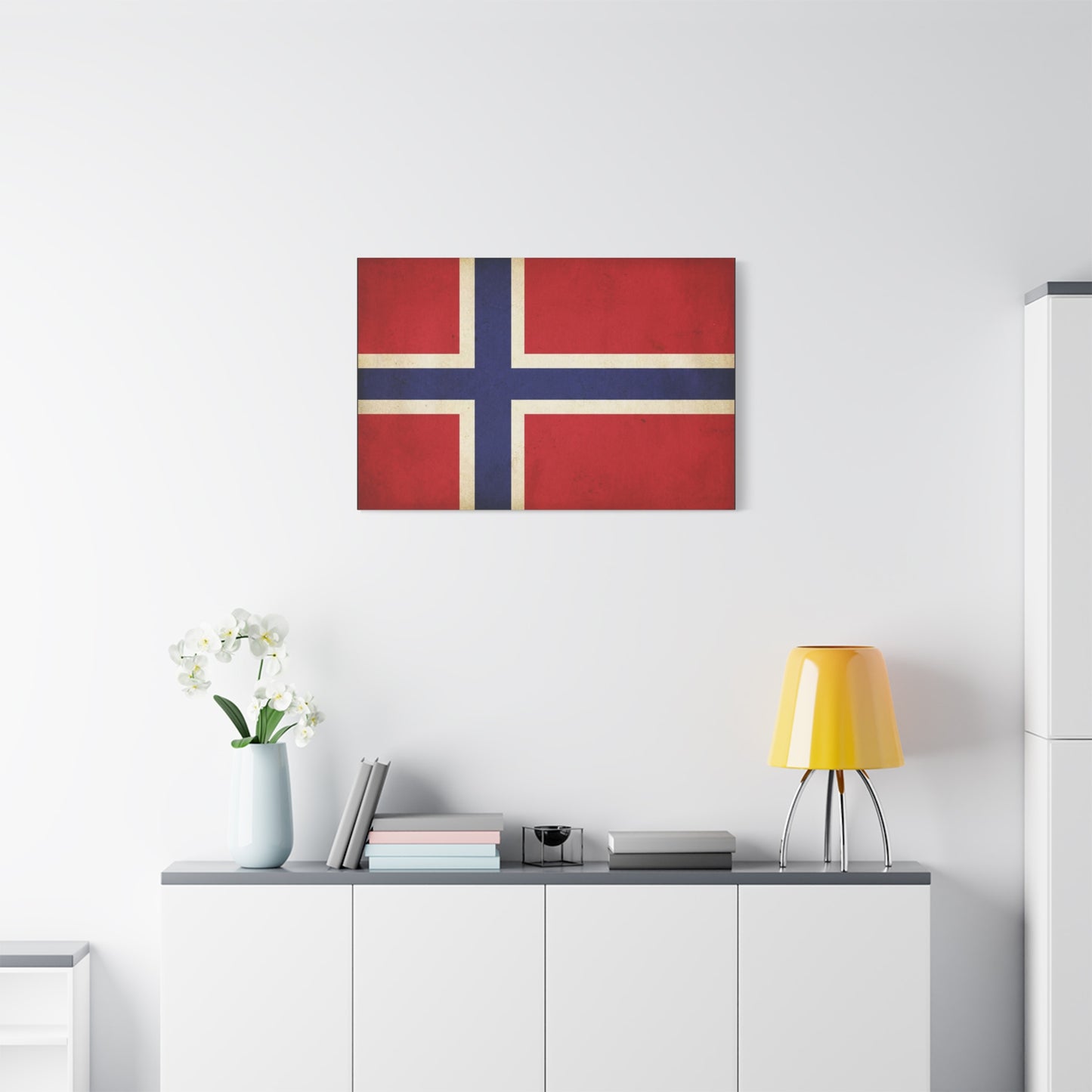 Iceland Flag Canvas Wall Art - Vintage Nordic Country Banner Print, Patriotic Red Blue White Design - Rustic Travel Style - Living Room Wall Decor, Bedroom Home Decoration - Bedroom Home Decoration