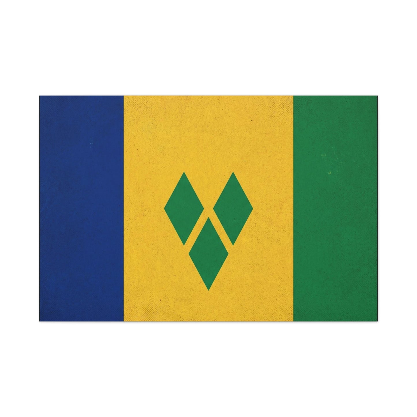 Saint Vincent Flag Canvas Wall Art - Blue Yellow Green Caribbean Flag Print - Vintage Textured Island Pride Decor - Living Room Wall Decor, Bedroom Home Decoration - Bedroom Home Decoration