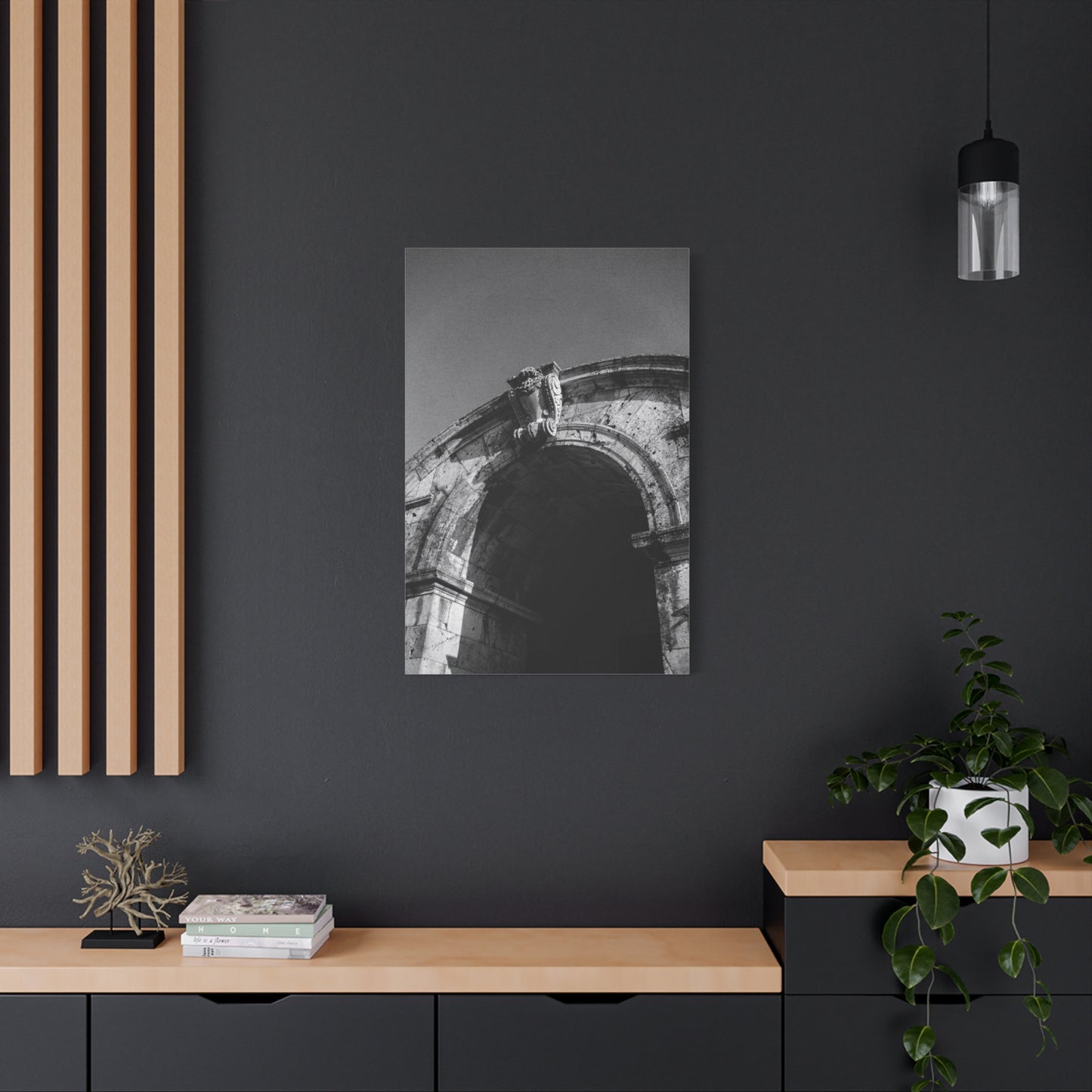 Black And White Architectural Arch Canvas Wall Art - Stone Facade Art Print, Minimalist Historic Structure Decor - Contemporary Living Room Wall Decor, Bedroom Home Accent - Ready to Hang