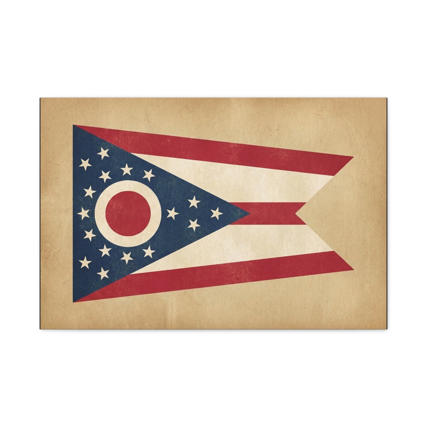 Ohio State Flag Canvas Wall Art - Vintage Buckeye Banner Print, Patriotic Red White Blue Decor - Rustic Americana Style - Living Room Home Decoration - Living Room Wall Decor - Bedroom Home Decoration
